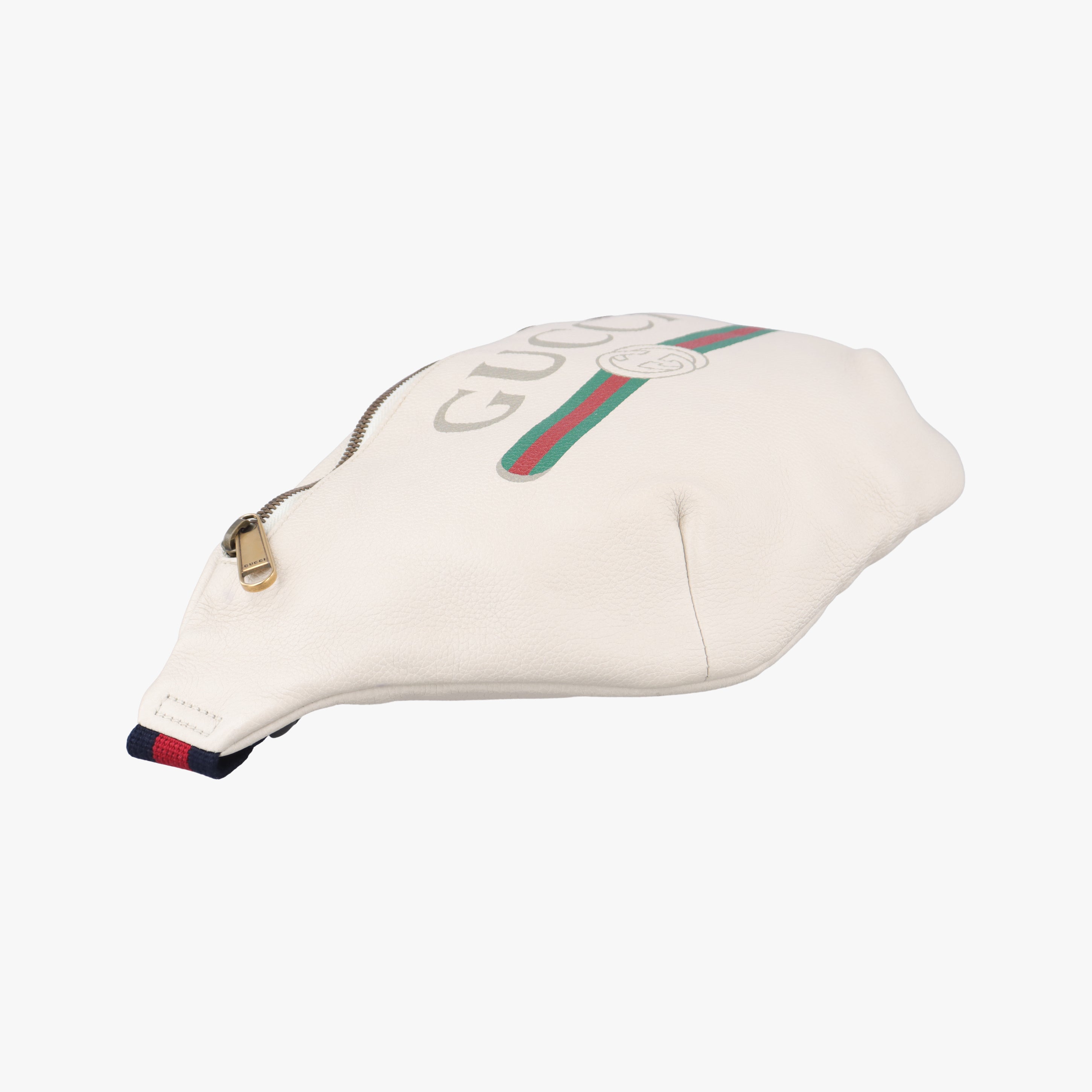 Pre-owned Gucci Gucci Print White Leather 530412 bum bag/waist bag | stylenewstar