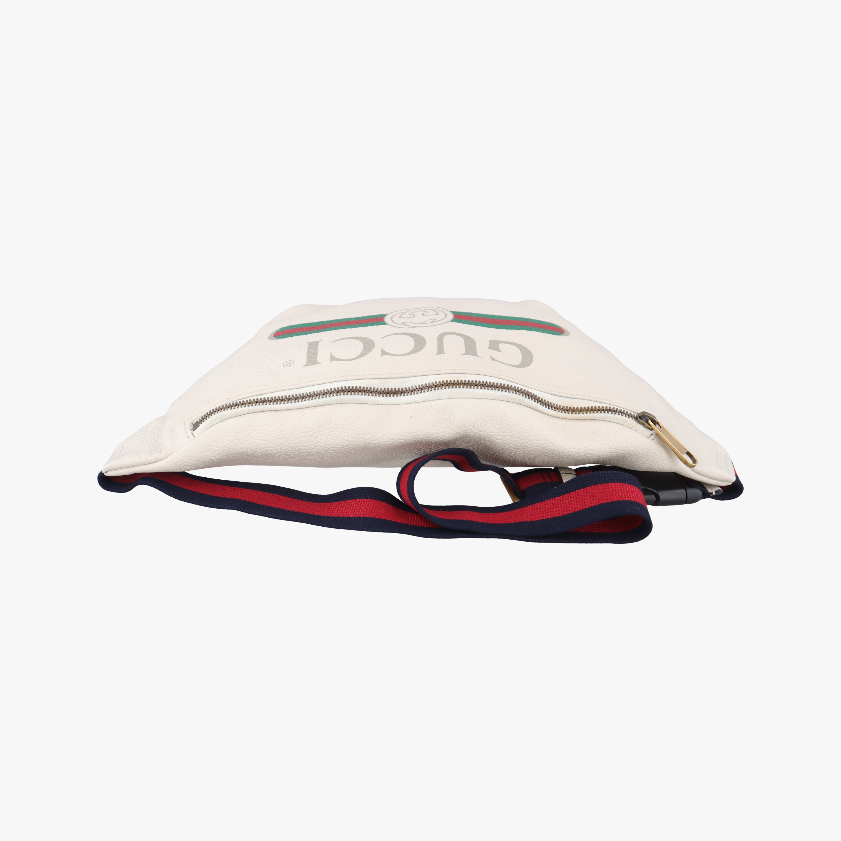 Pre-owned Gucci Gucci Print White Leather 530412 bum bag/waist bag | stylenewstar