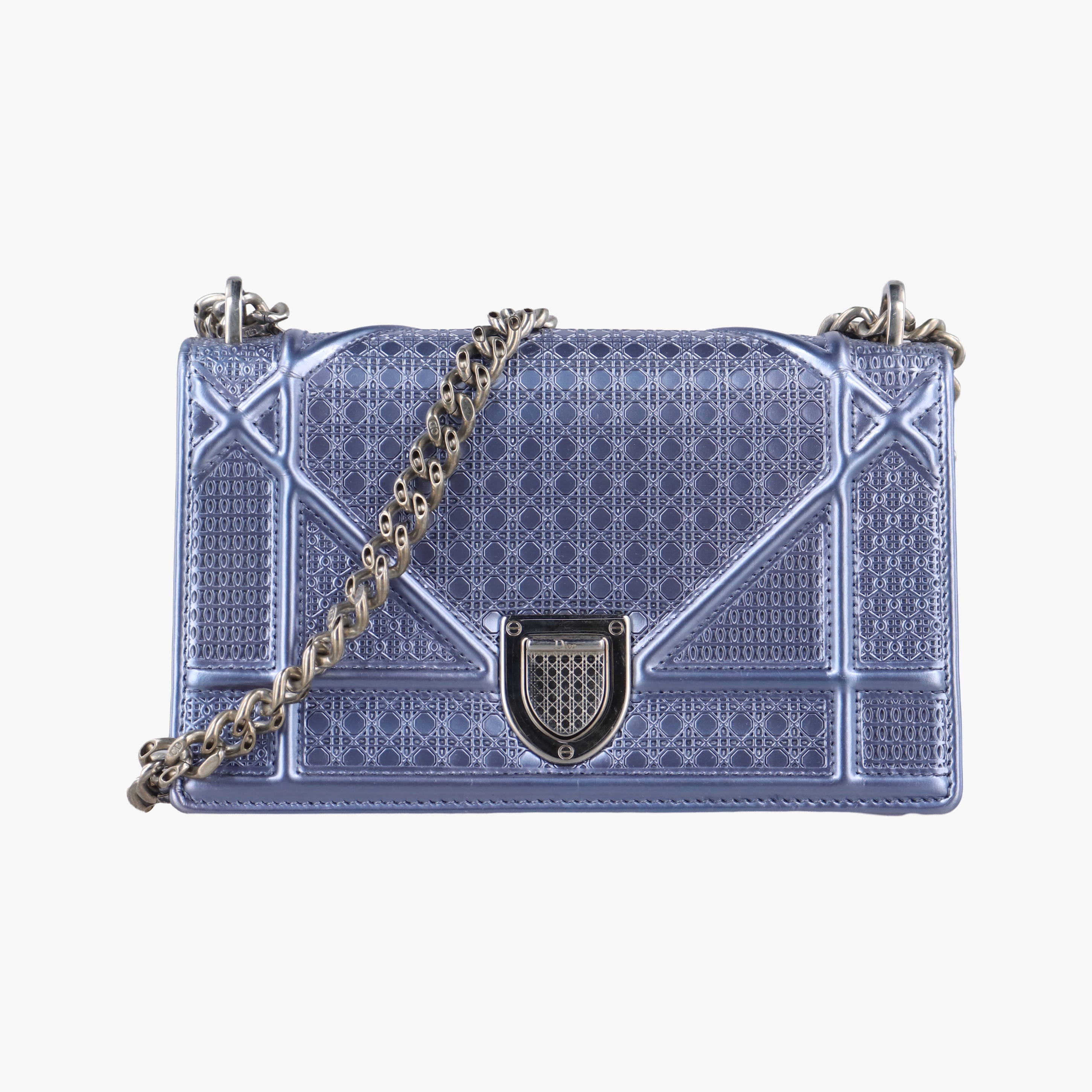 Pre-owned Christian Dior Diorama Blue Leather  shoulderbag | stylenewstar