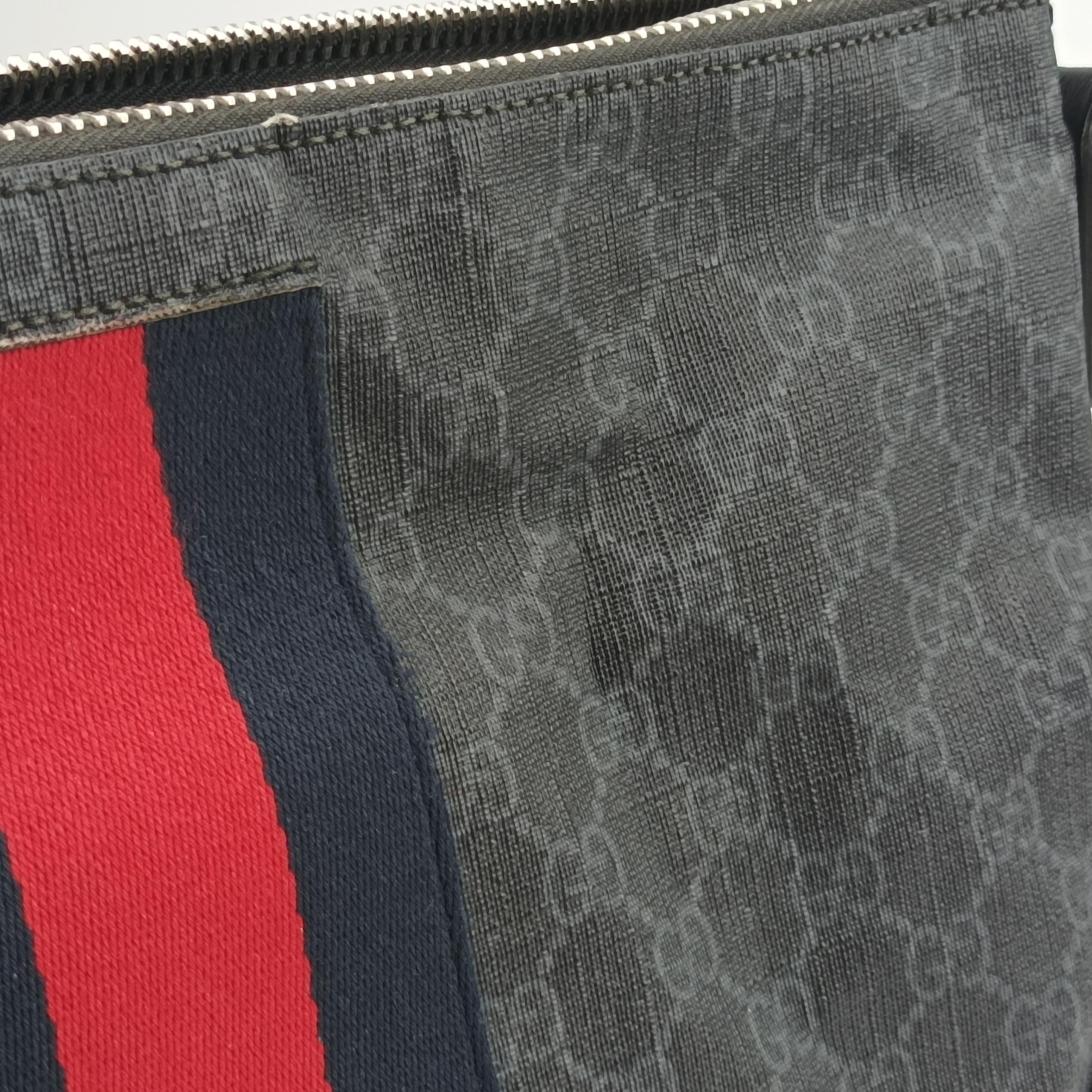 Pre-owned Gucci GG Supreme Shelley Messenger Black×red PVC coated canvas 474139 shoulderbag | stylenewstar