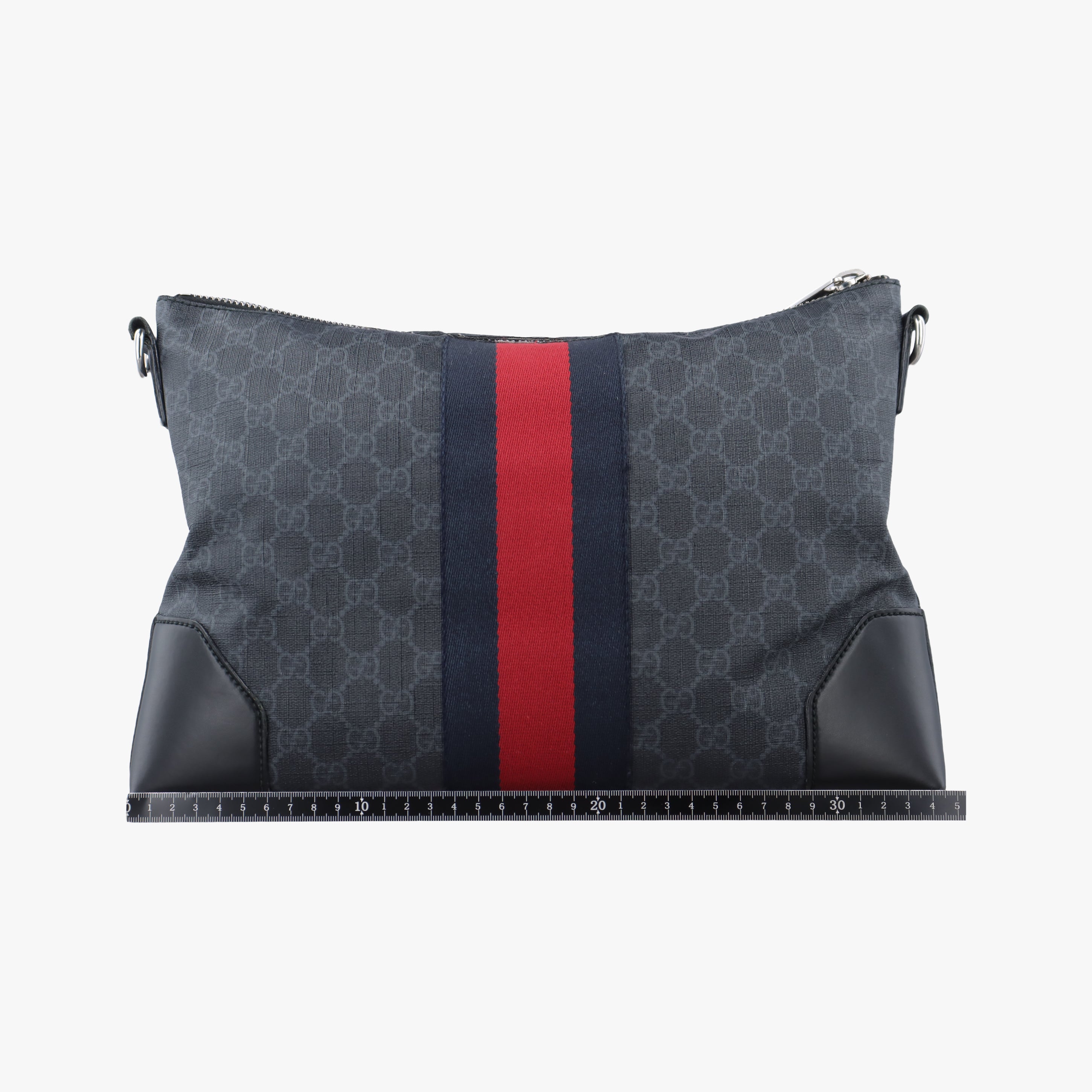 Pre-owned Gucci GG Supreme Shelley Messenger Black×red PVC coated canvas x leather 474139 shoulderbag | stylenewstar