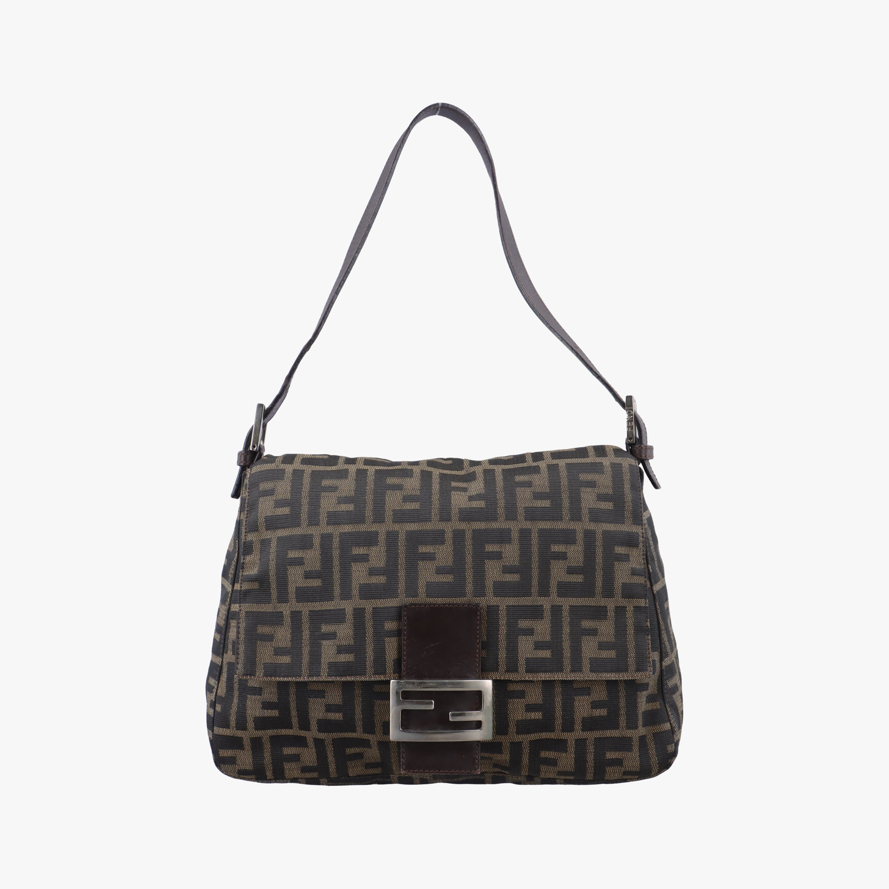 Pre-owned Fendi Mamma Baguette Brown Jacquard 26325 shoulderbag | stylenewstar