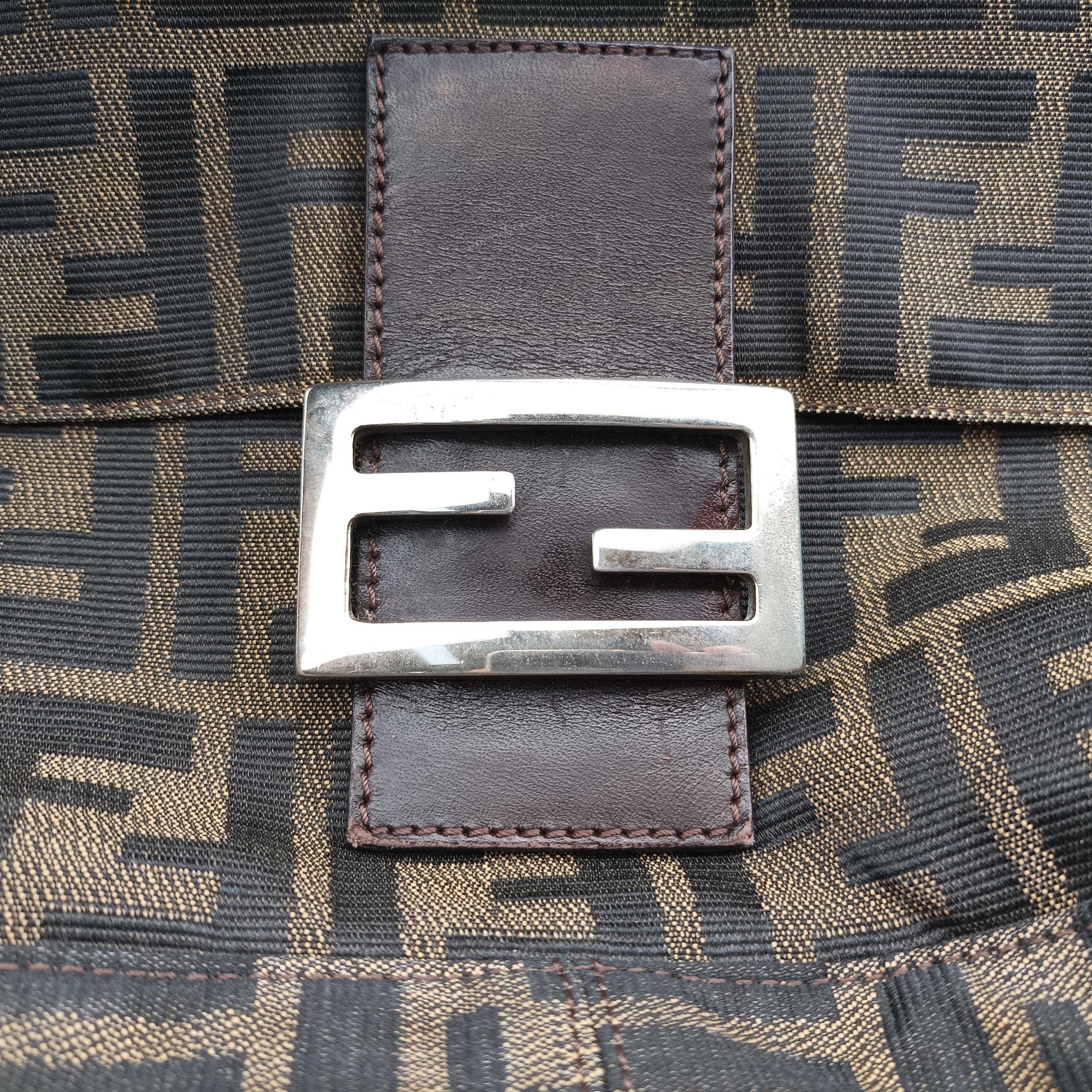 Pre-owned Fendi Mamma Baguette Brown Jacquard 26325 shoulderbag | stylenewstar