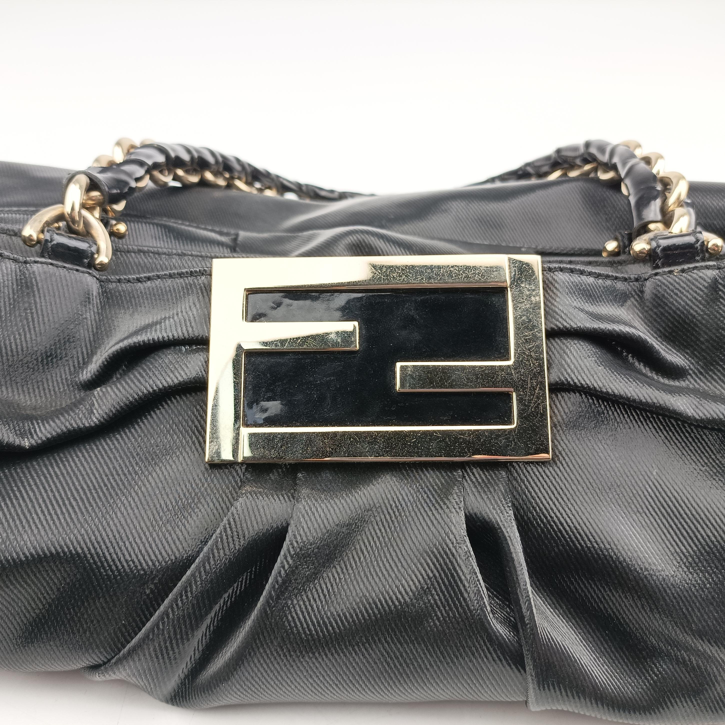 Pre-owned Fendi Mia Black Canvas 8BR616 shoulderbag | stylenewstar