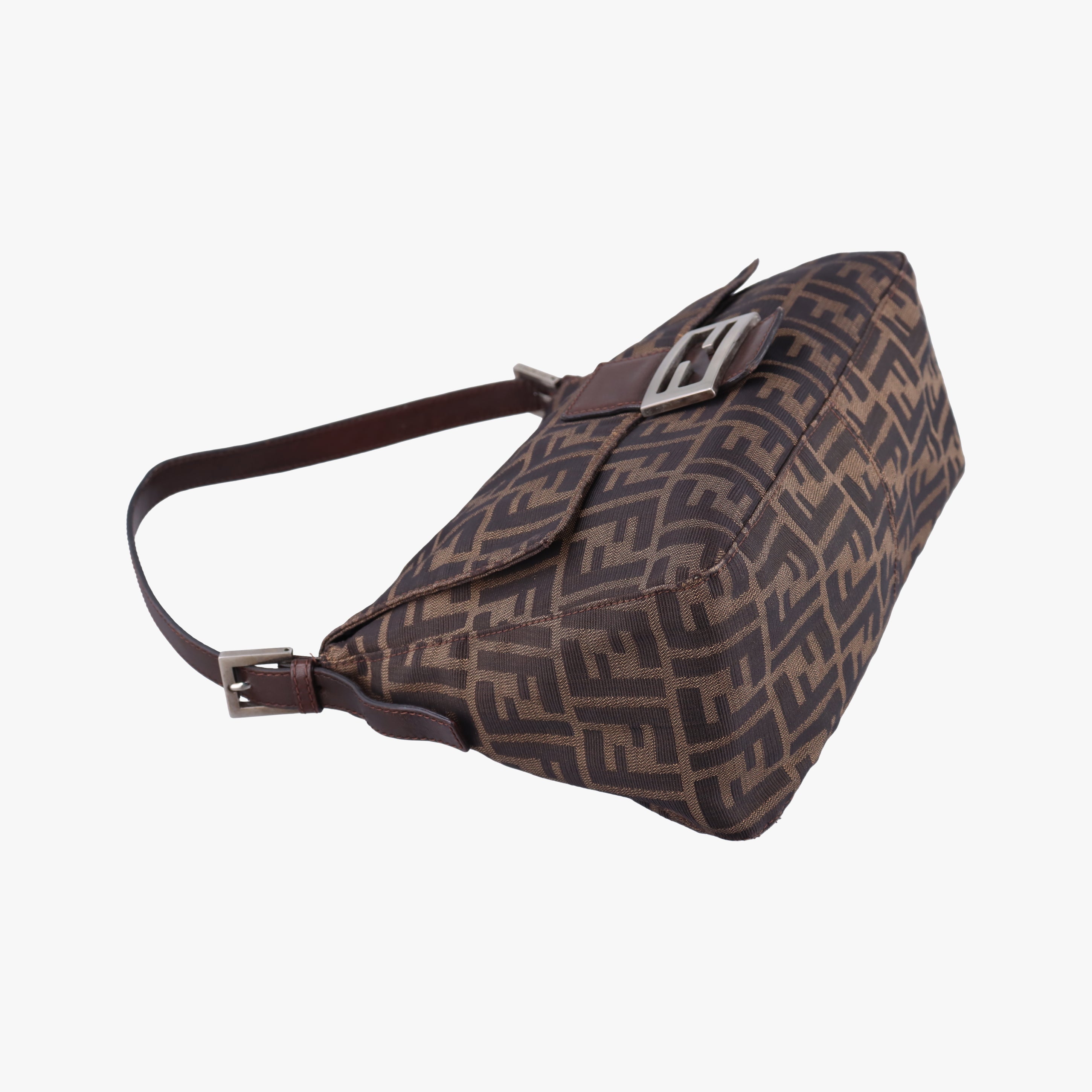 Pre-owned Fendi Mamma Baguette Brown Jacquard  shoulderbag | stylenewstar