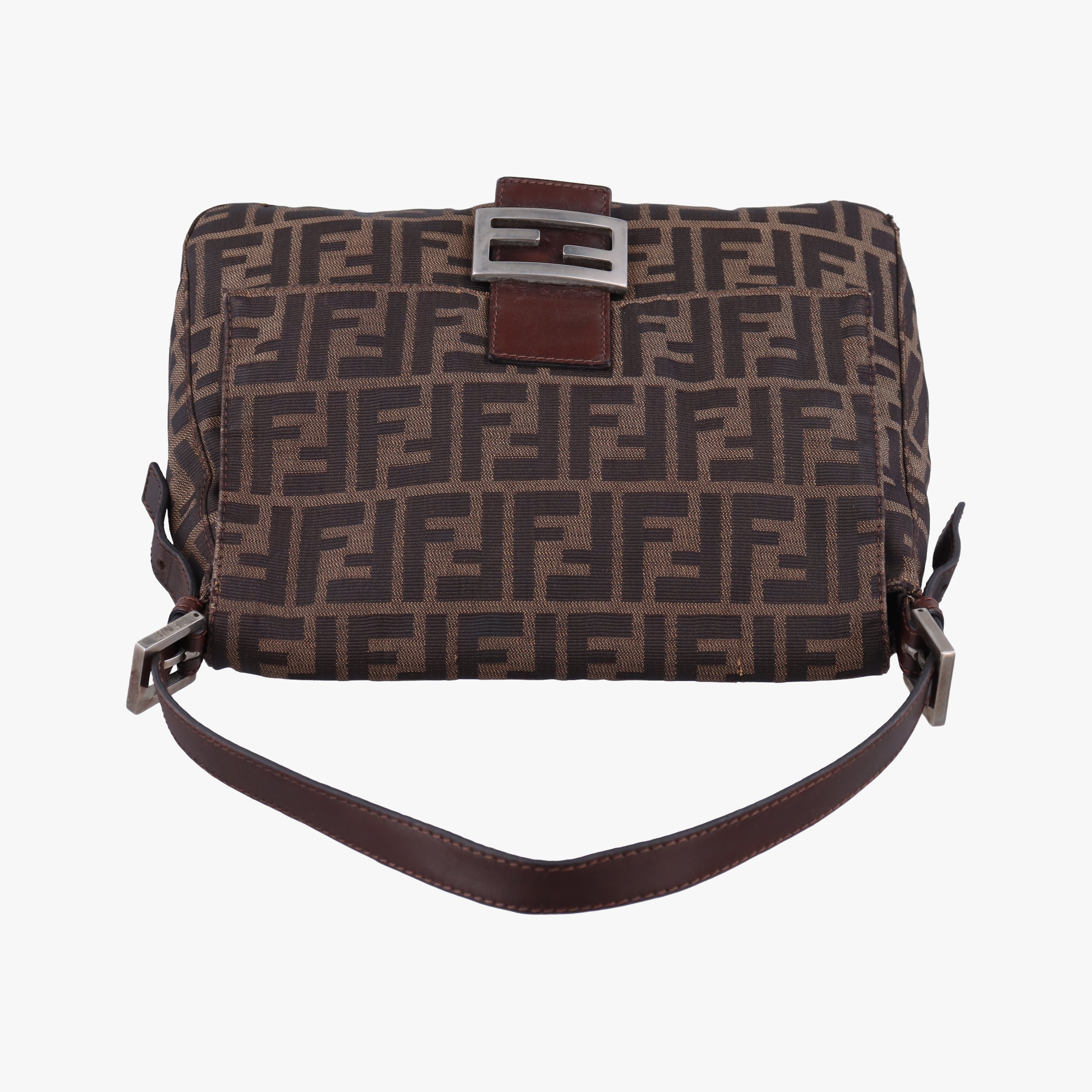 Pre-owned Fendi Mamma Baguette Brown Jacquard  shoulderbag | stylenewstar