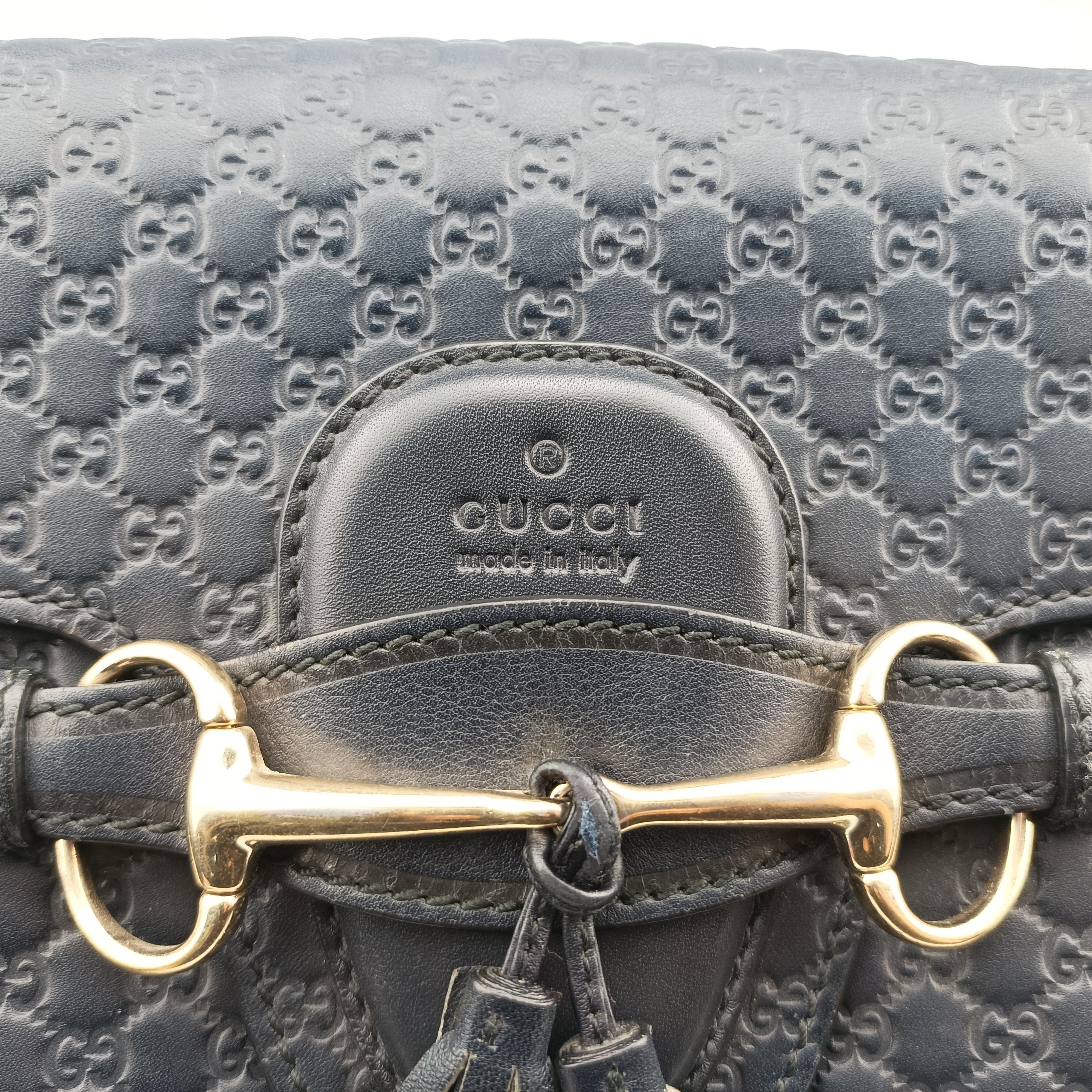 Pre-owned Gucci Emily Black Leather 449635 shoulderbag | stylenewstar