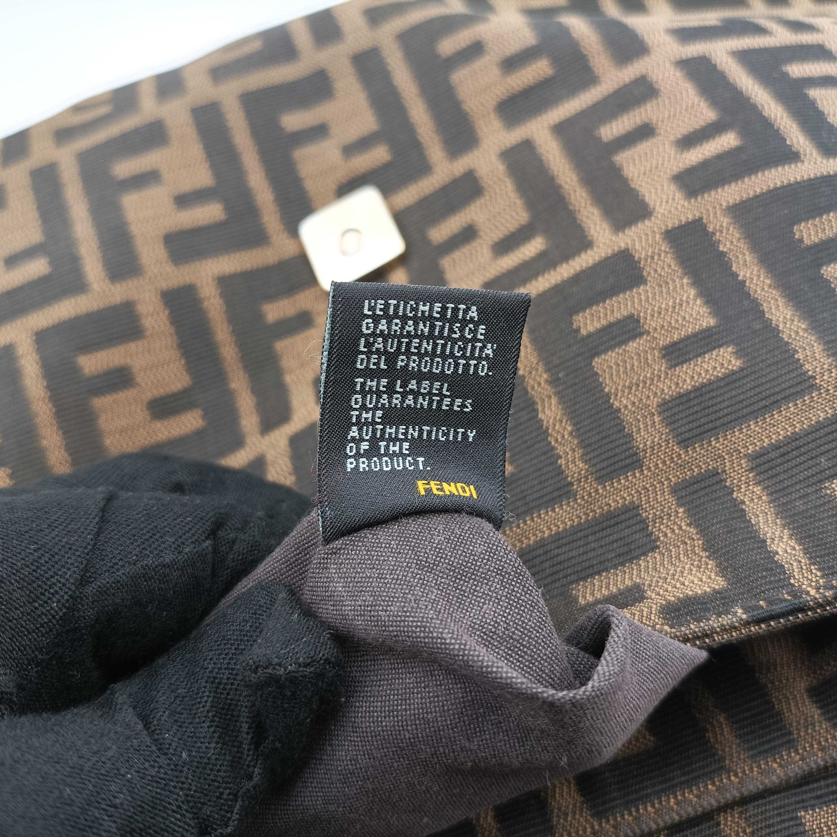 Pre-owned Fendi Mia Flap Brown Jacquard 8BT163 shoulderbag | stylenewstar