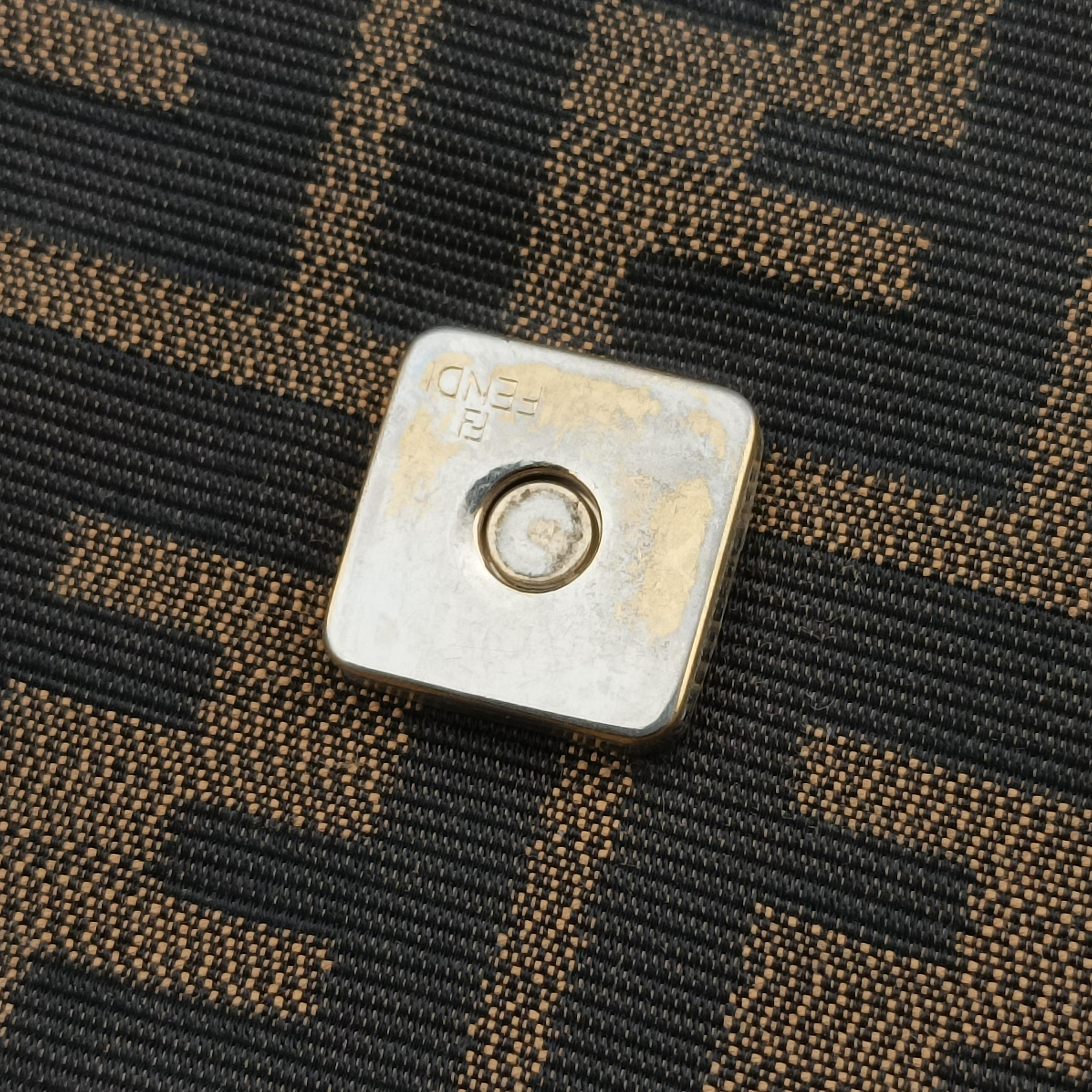 Pre-owned Fendi Mia Flap Brown Jacquard 8BT163 shoulderbag | stylenewstar