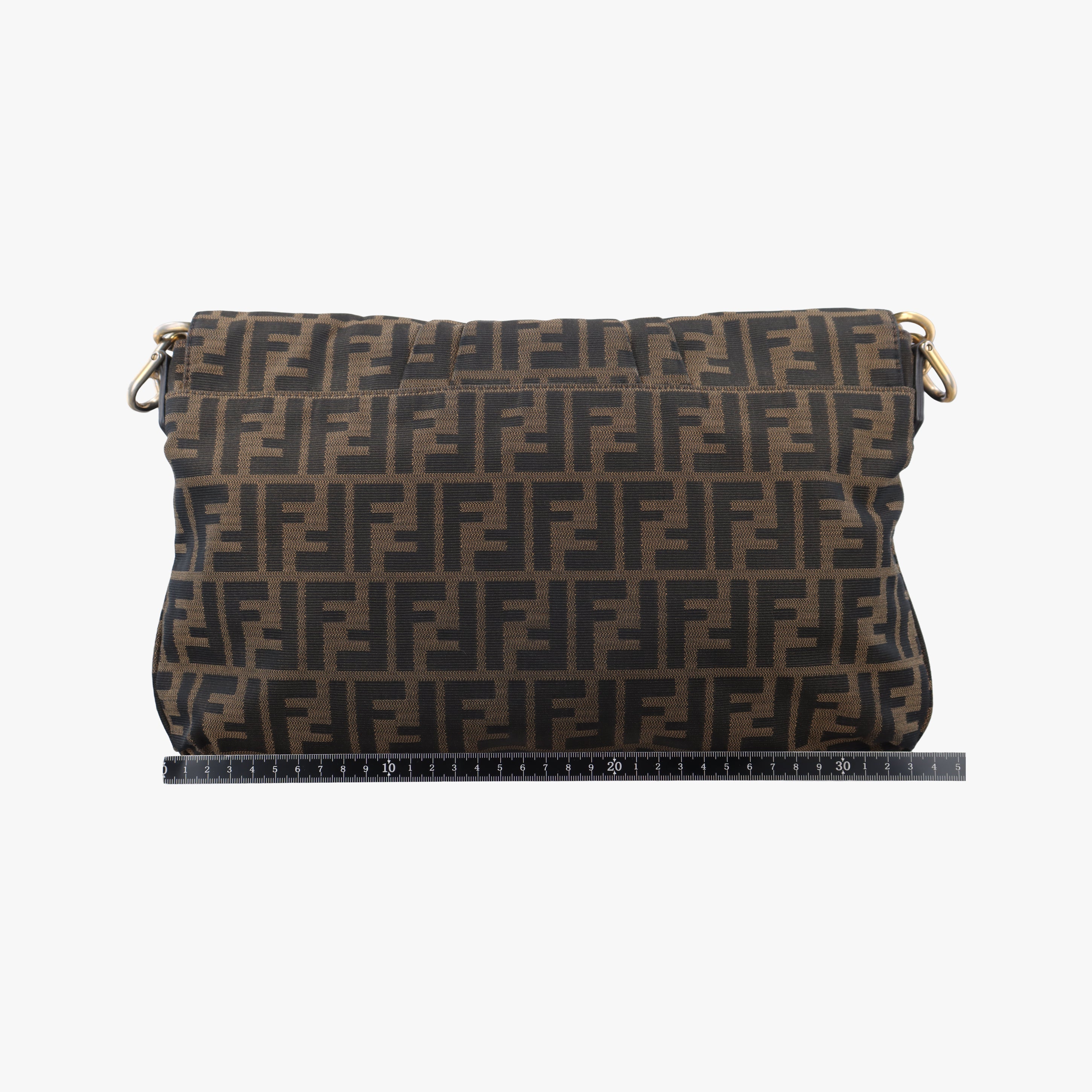 Pre-owned Fendi Mia Flap Brown Jacquard 8BT163 shoulderbag | stylenewstar