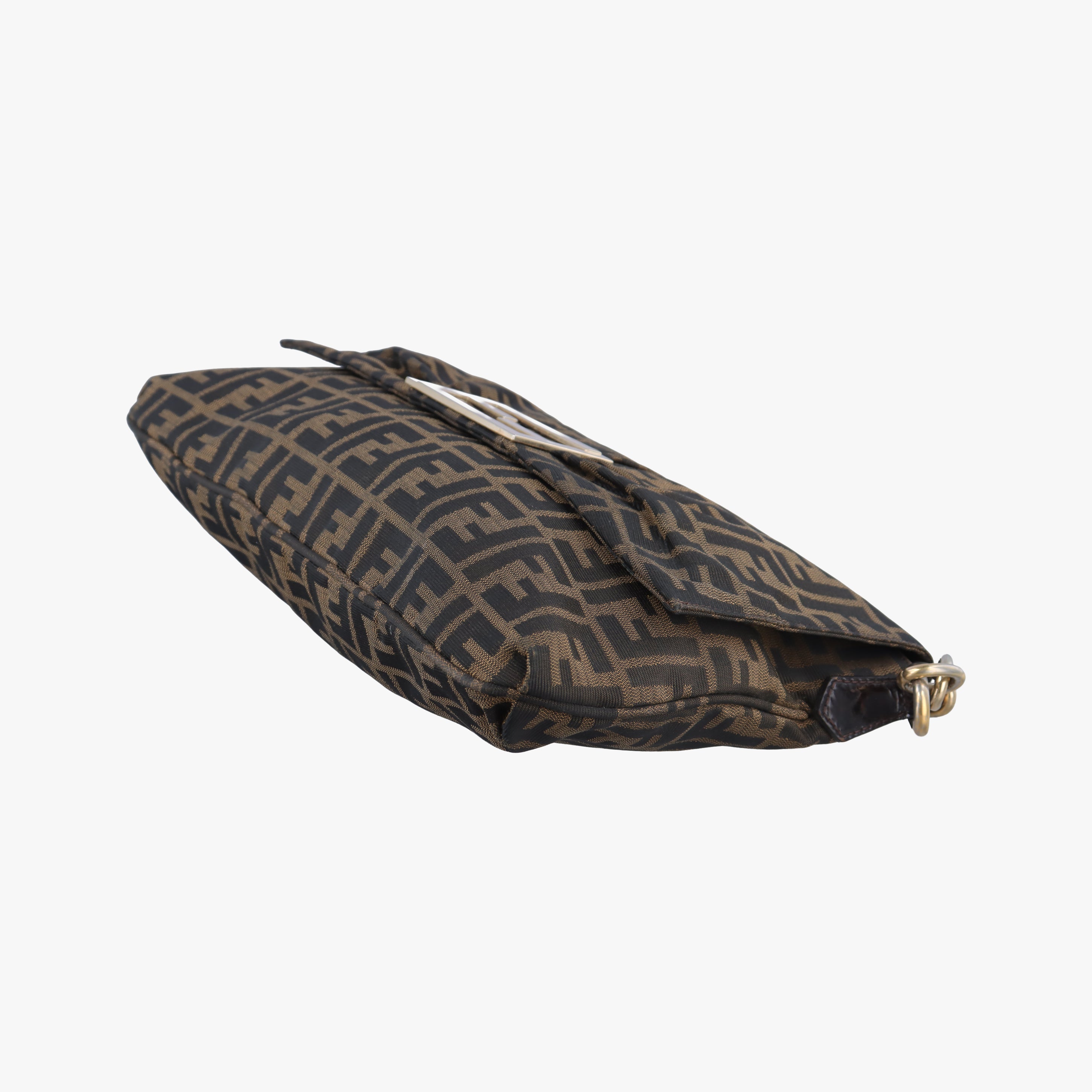 Pre-owned Fendi Mia Flap Brown Jacquard 8BT163 shoulderbag | stylenewstar