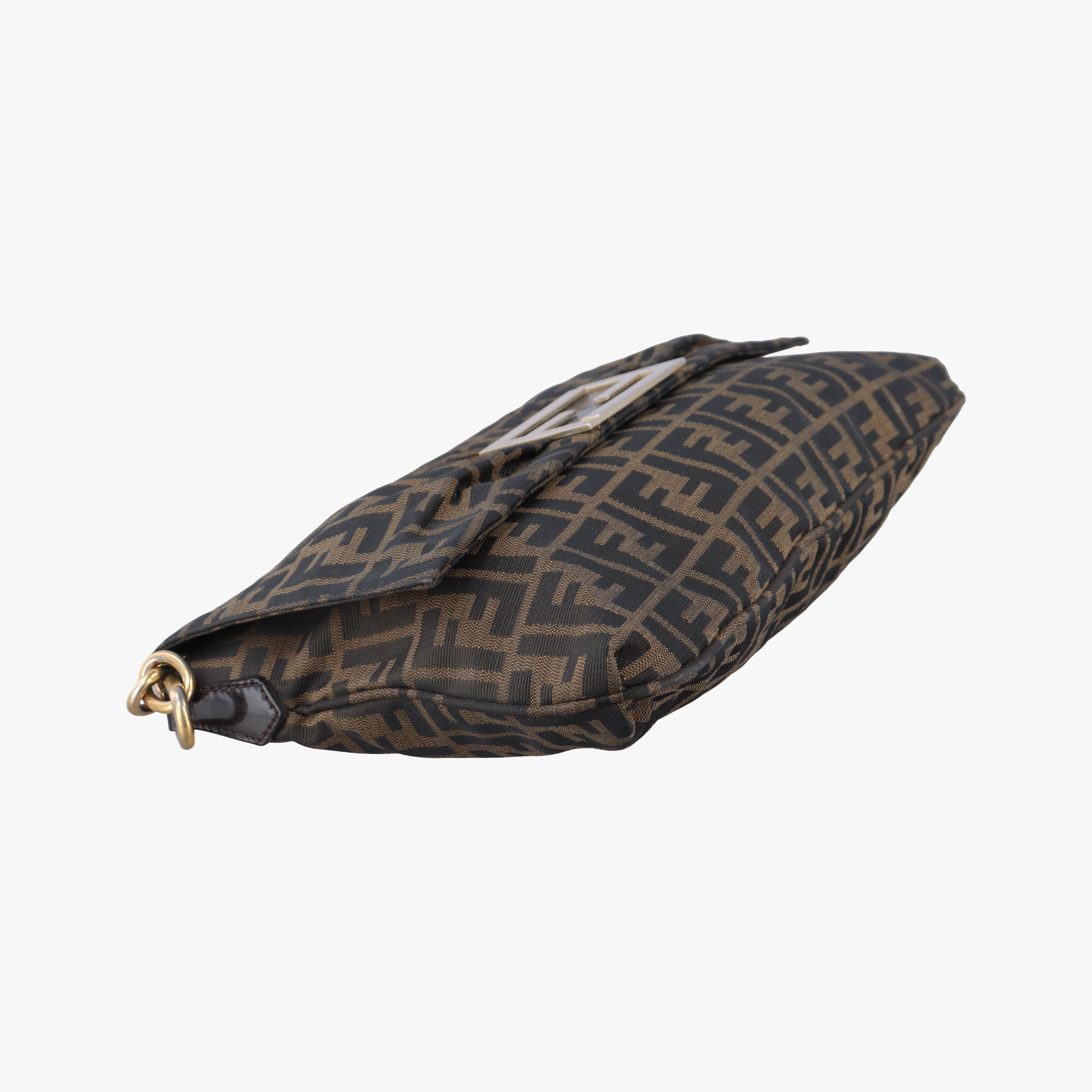 Pre-owned Fendi Mia Flap Brown Jacquard 8BT163 shoulderbag | stylenewstar