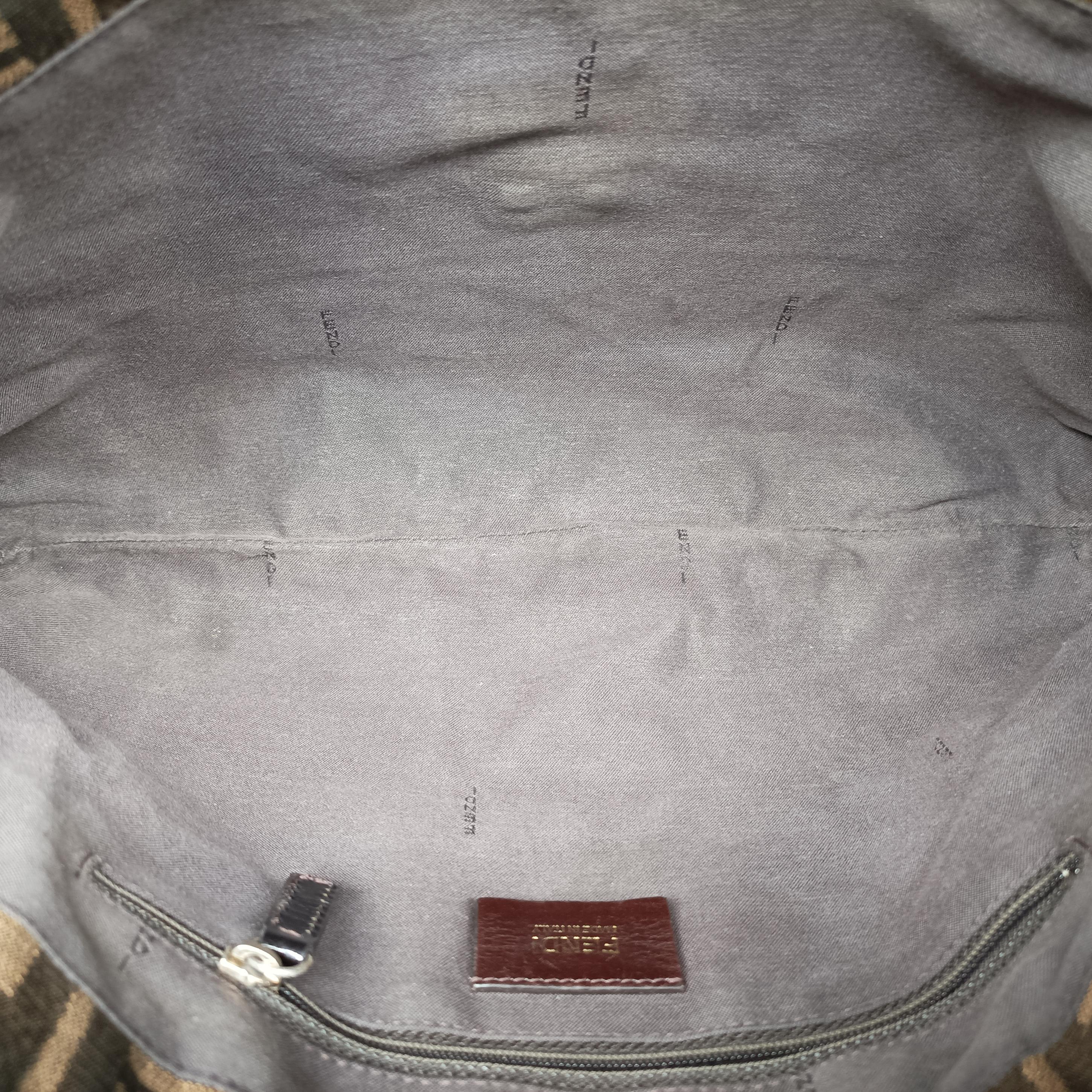 Pre-owned Fendi Mia Flap Brown Jacquard 8BT163 shoulderbag | stylenewstar