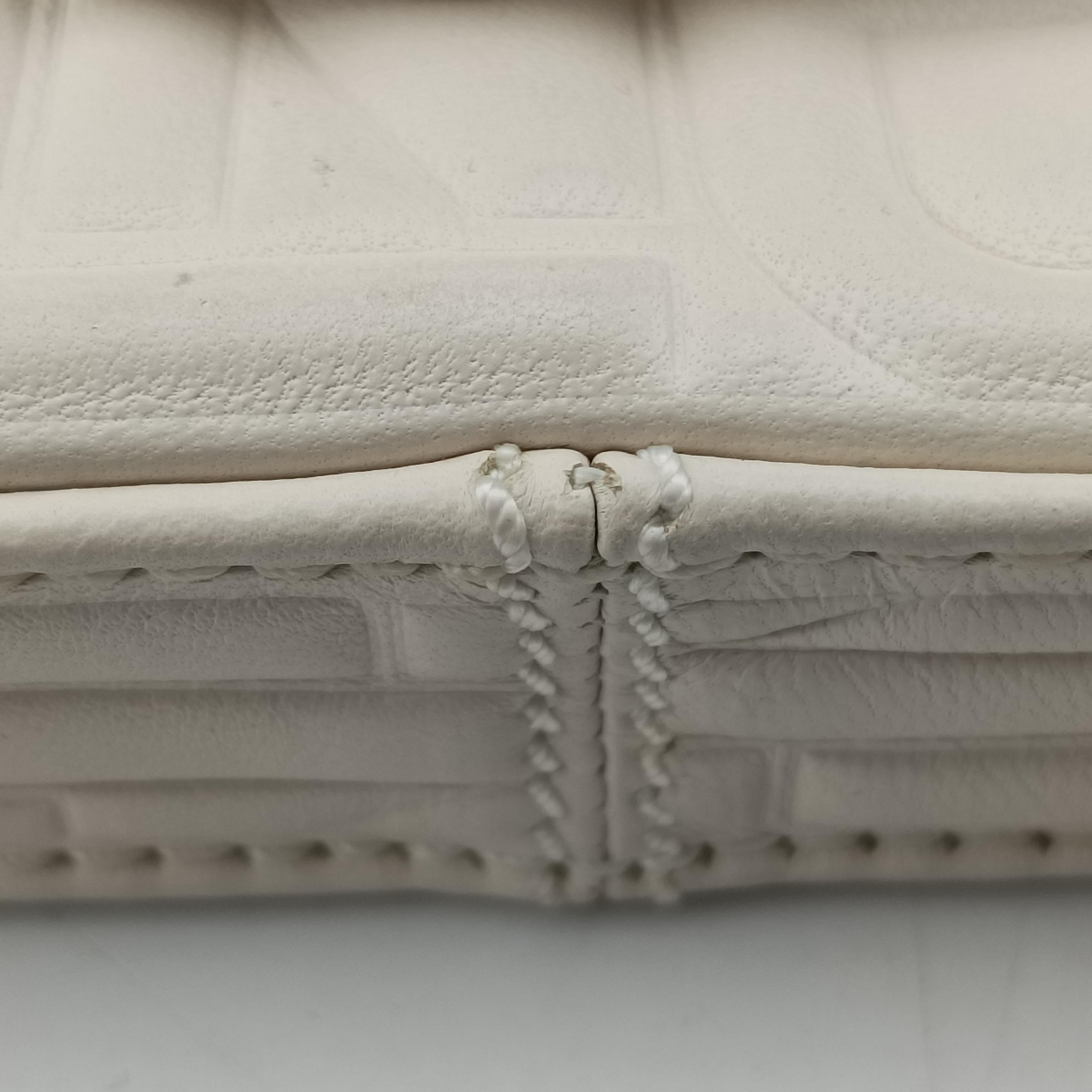 Pre-owned Fendi BAGUETTE White Leather 8BK060 shoulderbag | stylenewstar