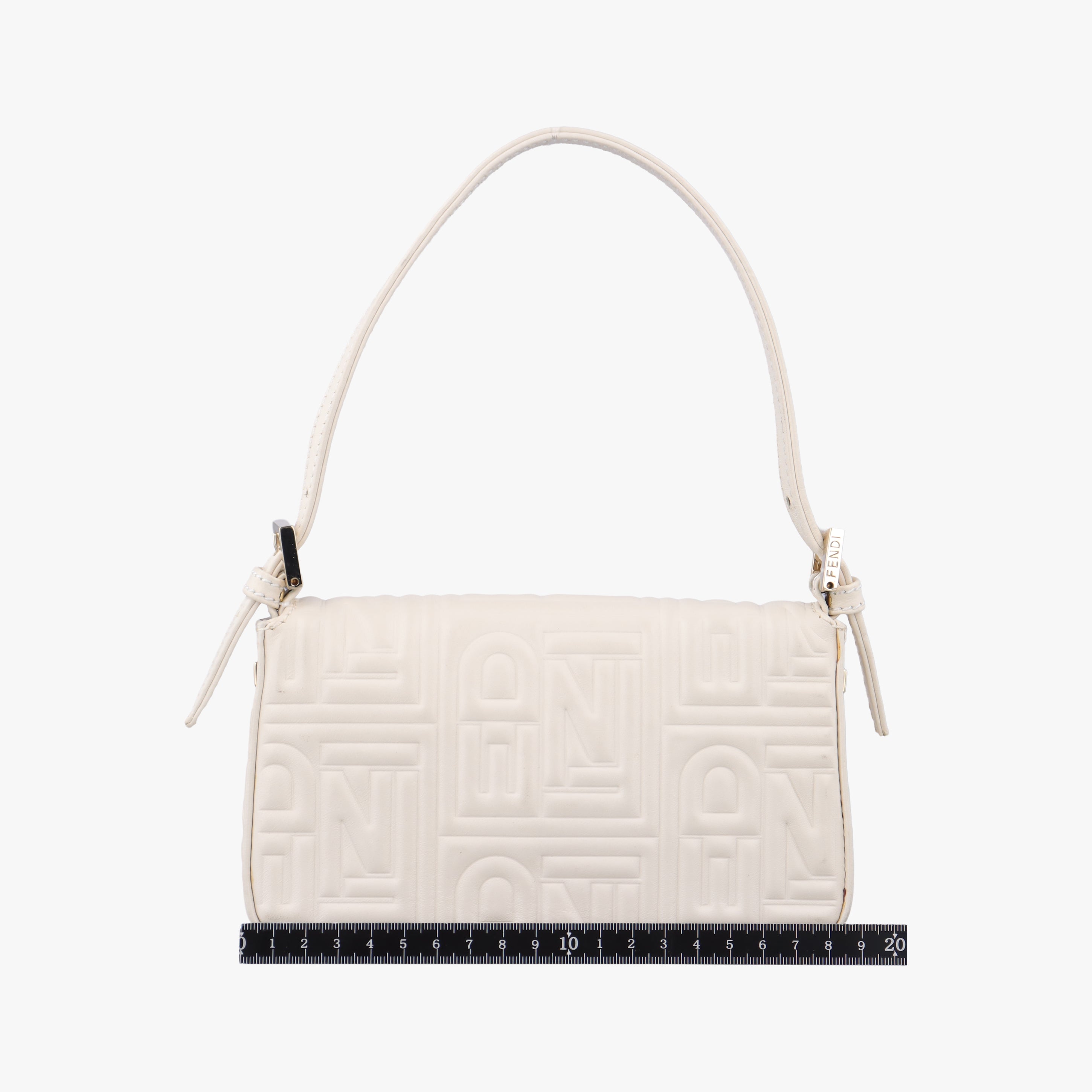Pre-owned Fendi BAGUETTE White Leather 8BK060 shoulderbag | stylenewstar