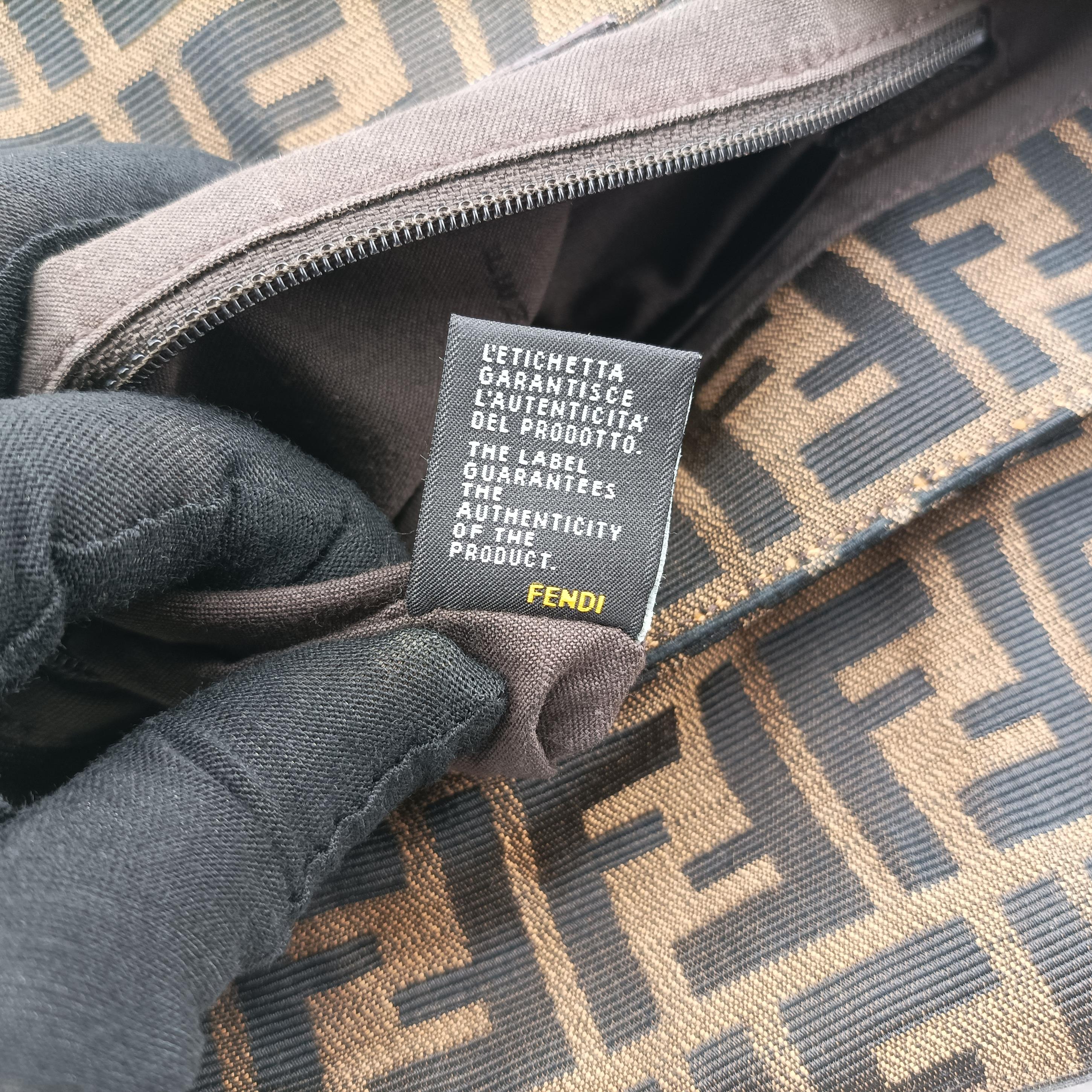 Vintage Fendi Mia Flap Brown Jacquard 8BR614 shoulderbag | stylenewstar