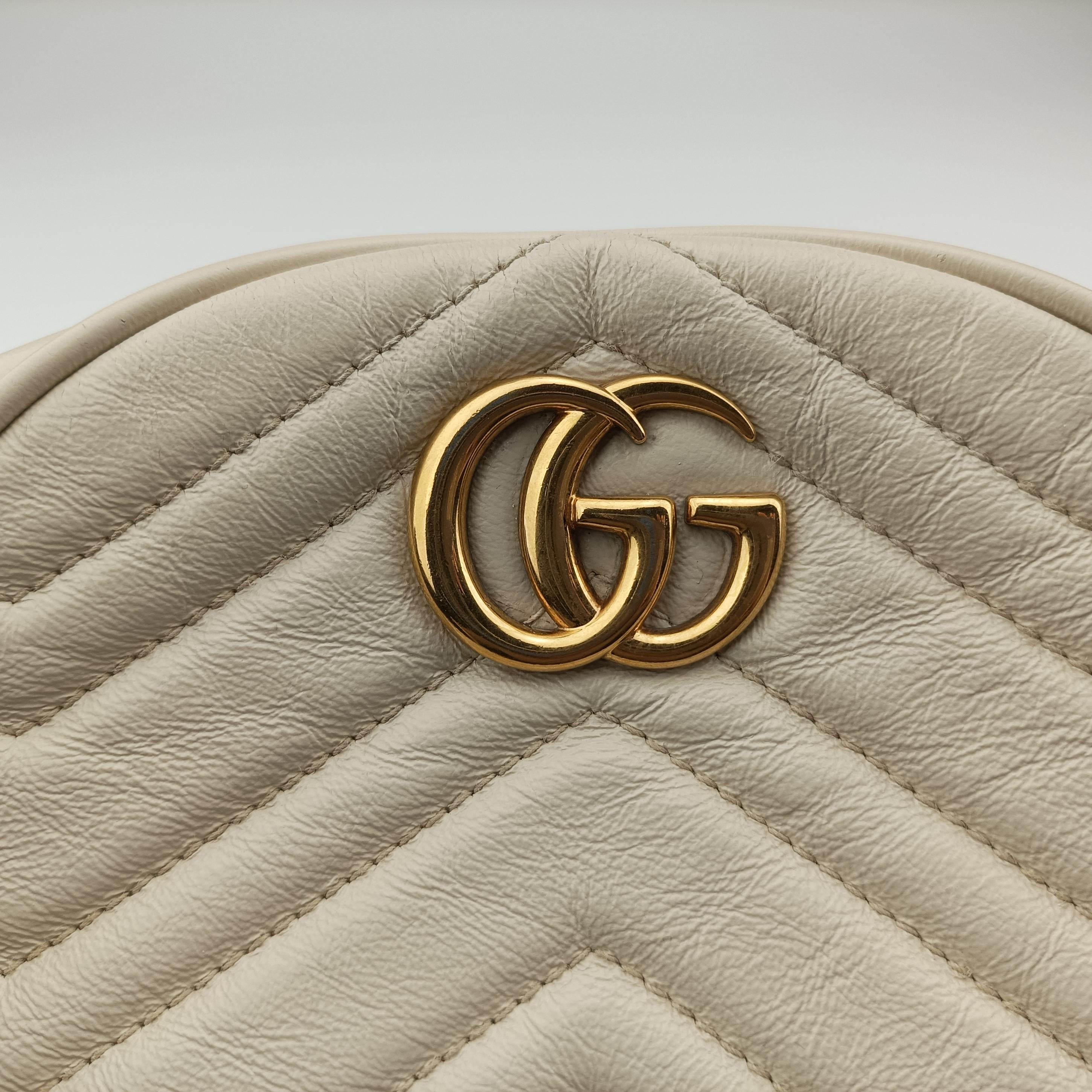 Pre-owned Gucci GG Marmont White leather 550154 shoulderbag | stylenewstar
