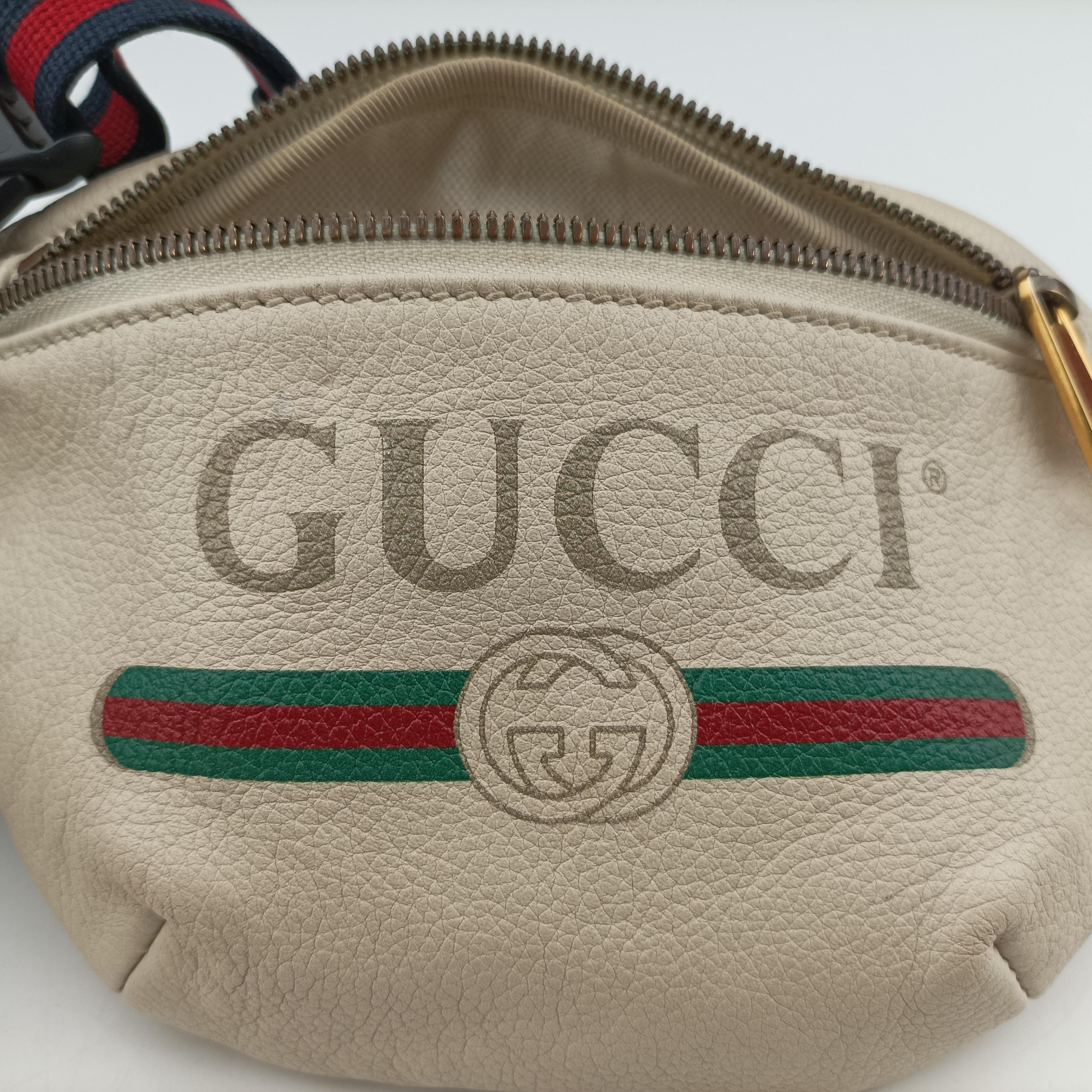 Vintage Gucci Gucci print White Leather 527792 bum bag/waist bag | stylenewstar