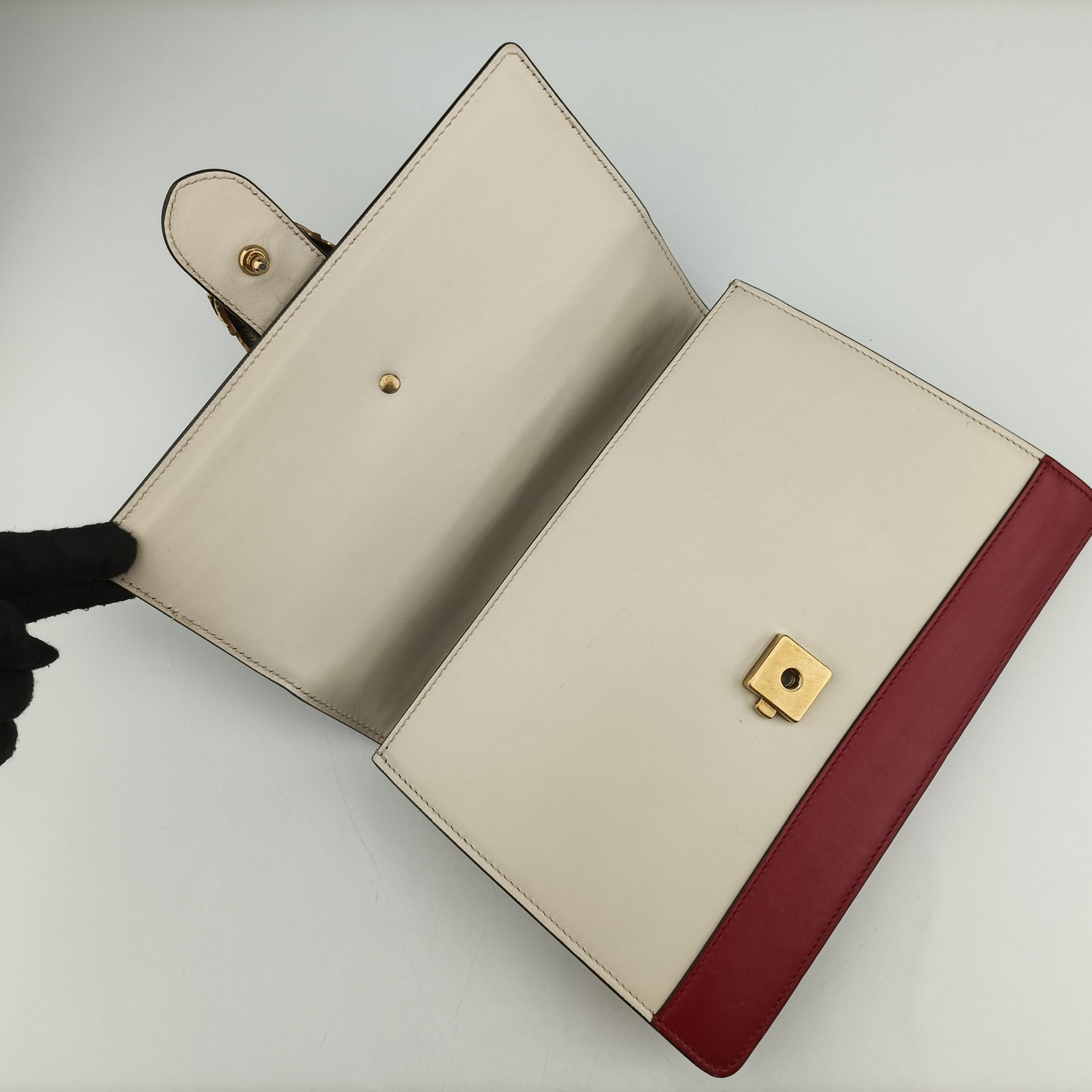 Pre-owned Gucci Dionysus White x navy x red Leather 448075 shoulderbag | stylenewstar