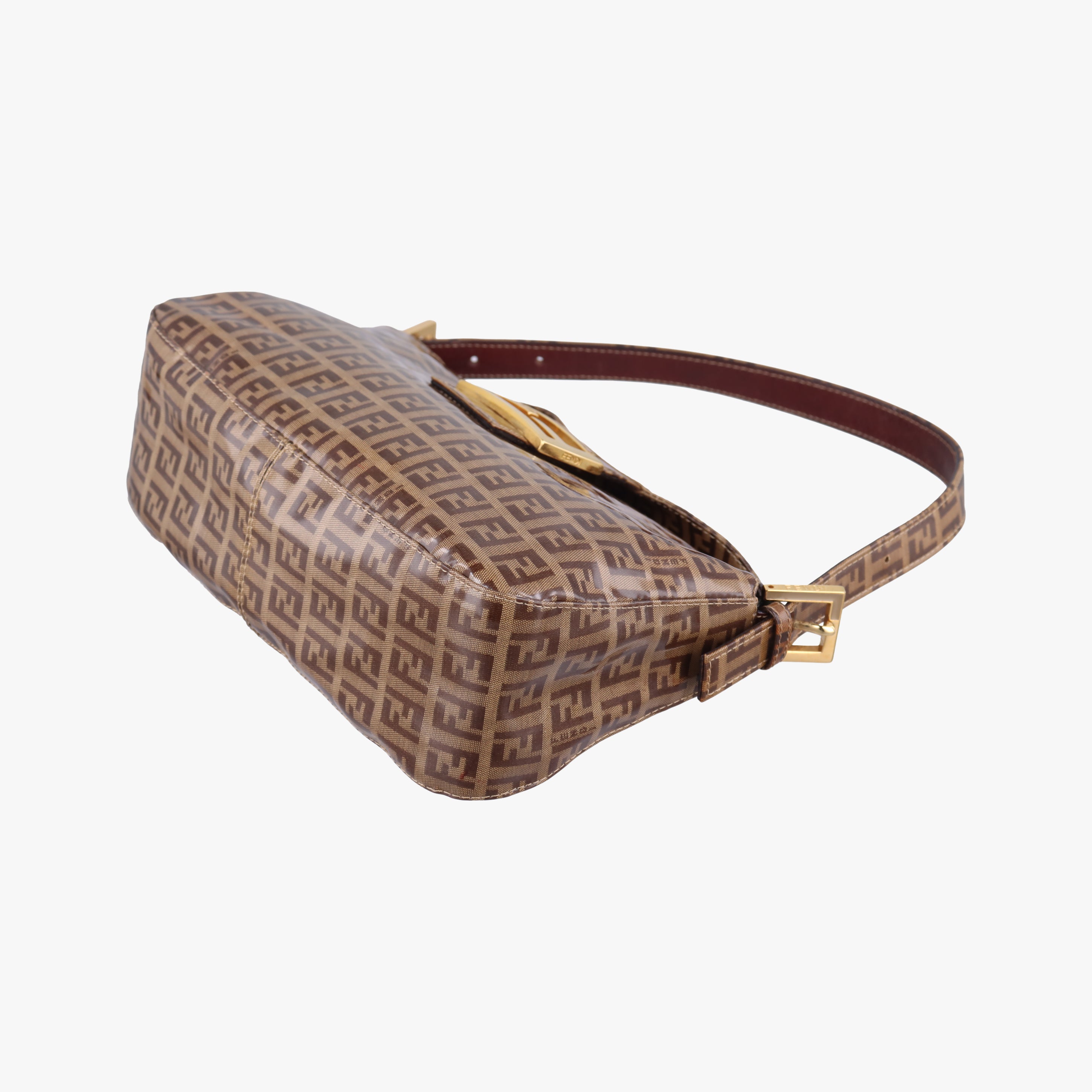 Pre-owned Fendi Mamma Baguette Brown Patent 26725 shoulderbag | stylenewstar