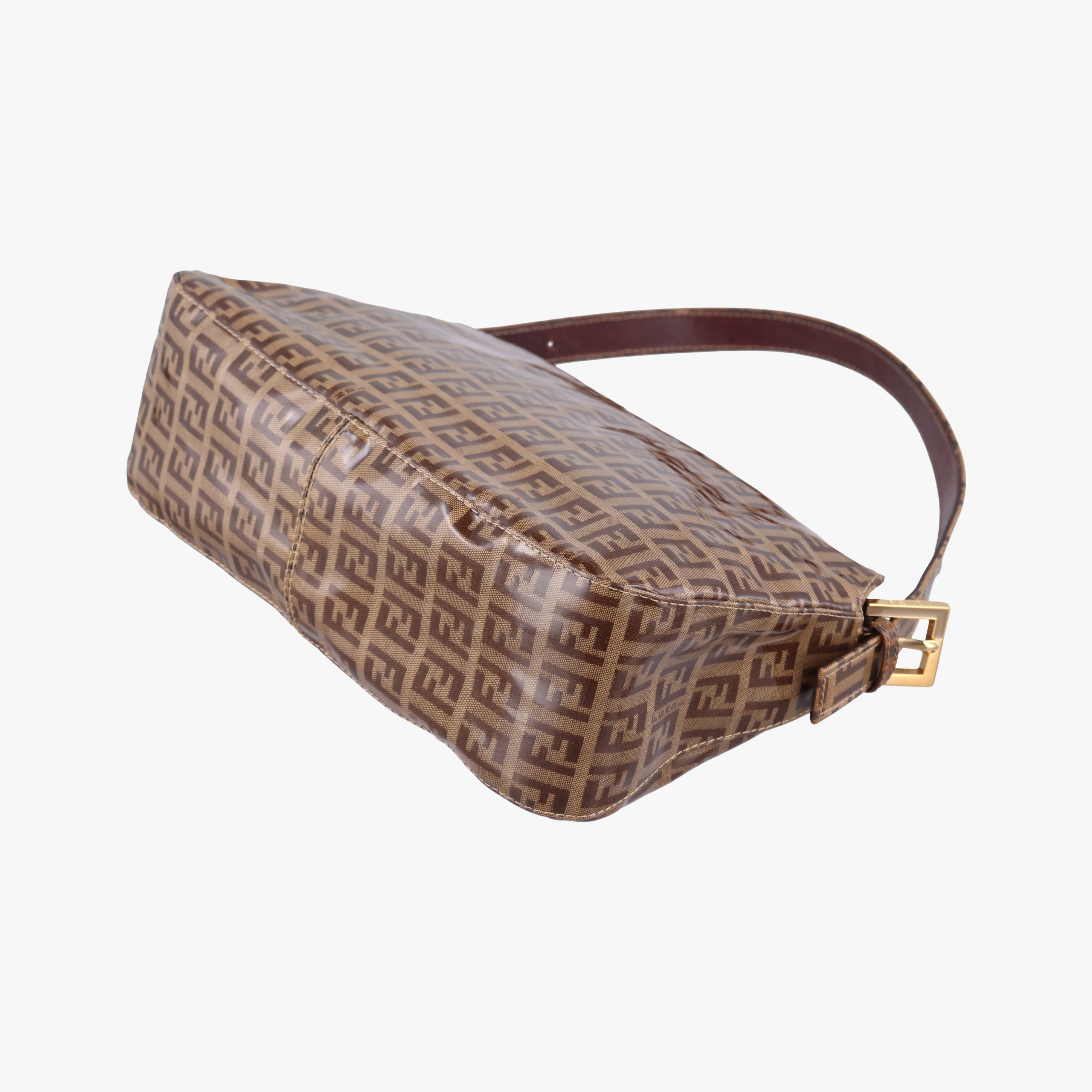 Pre-owned Fendi Mamma Baguette Brown Patent 26725 shoulderbag | stylenewstar