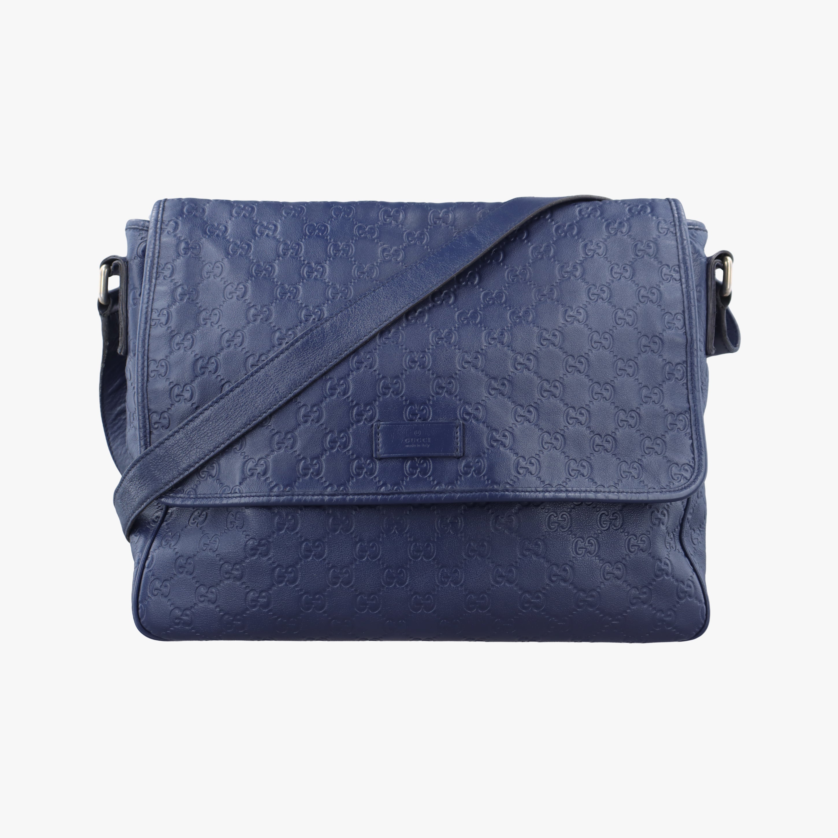 Secondhand Gucci Guccissima Messenger Navy Leather 223665 shoulderbag | stylenewstar
