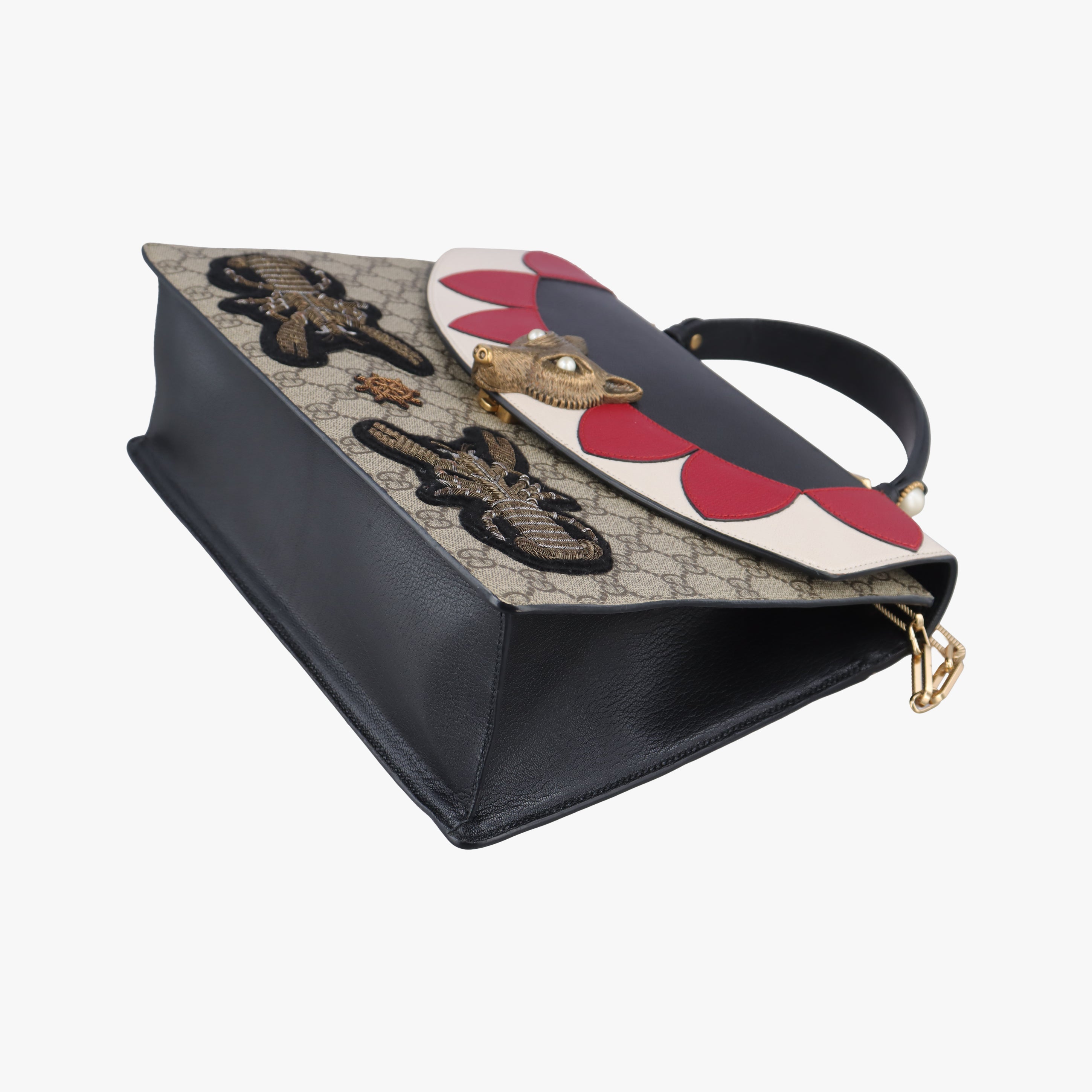 Pre-owned Gucci GG Supreme  Fox Beige×Multicolour PVC coated canvas x leather 466432 shoulderbag | stylenewstar