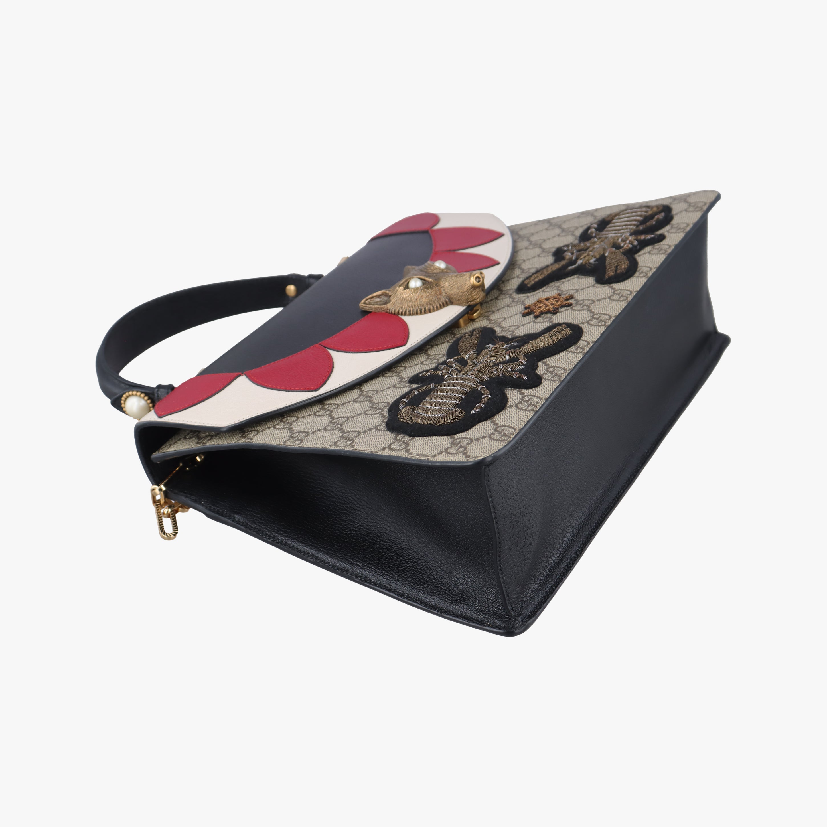 Pre-owned Gucci GG Supreme  Fox Beige×Multicolour PVC coated canvas x leather 466432 shoulderbag | stylenewstar