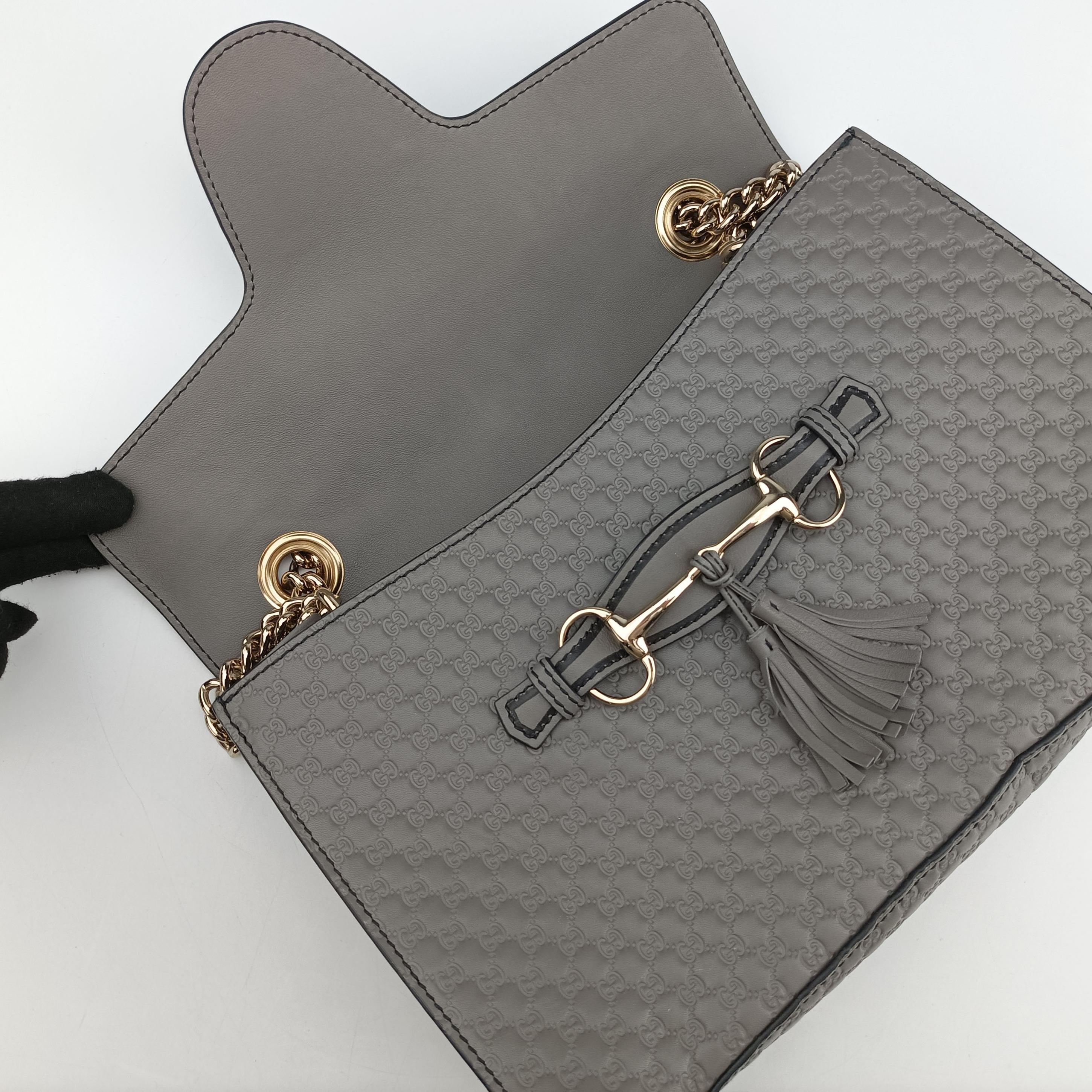 Pre-owned Gucci Emily Grey Leather 449635 shoulderbag | stylenewstar