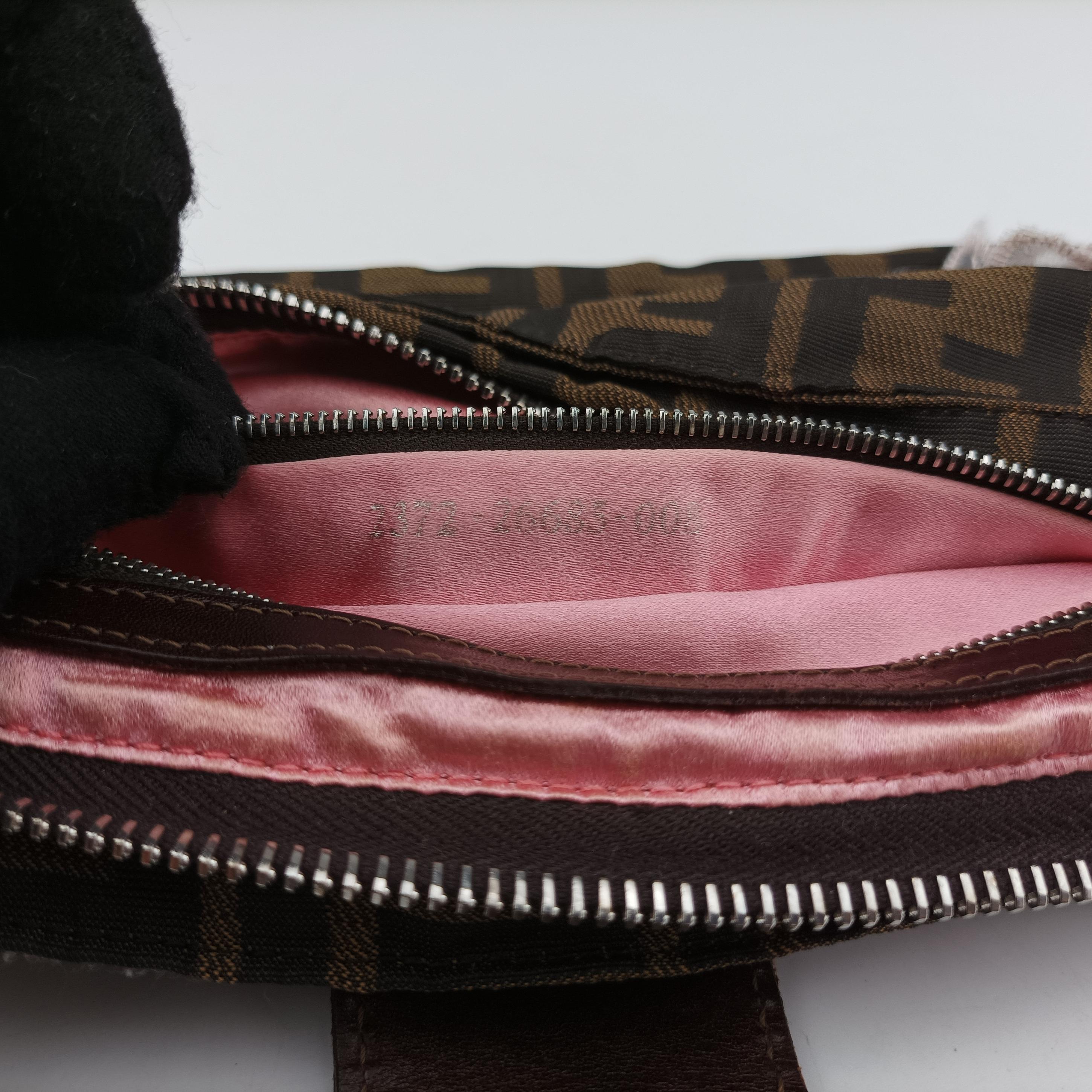 Pre-owned Fendi Zucca Mamma Baguette Brown Canvas x Leather 26685 shoulderbag | stylenewstar