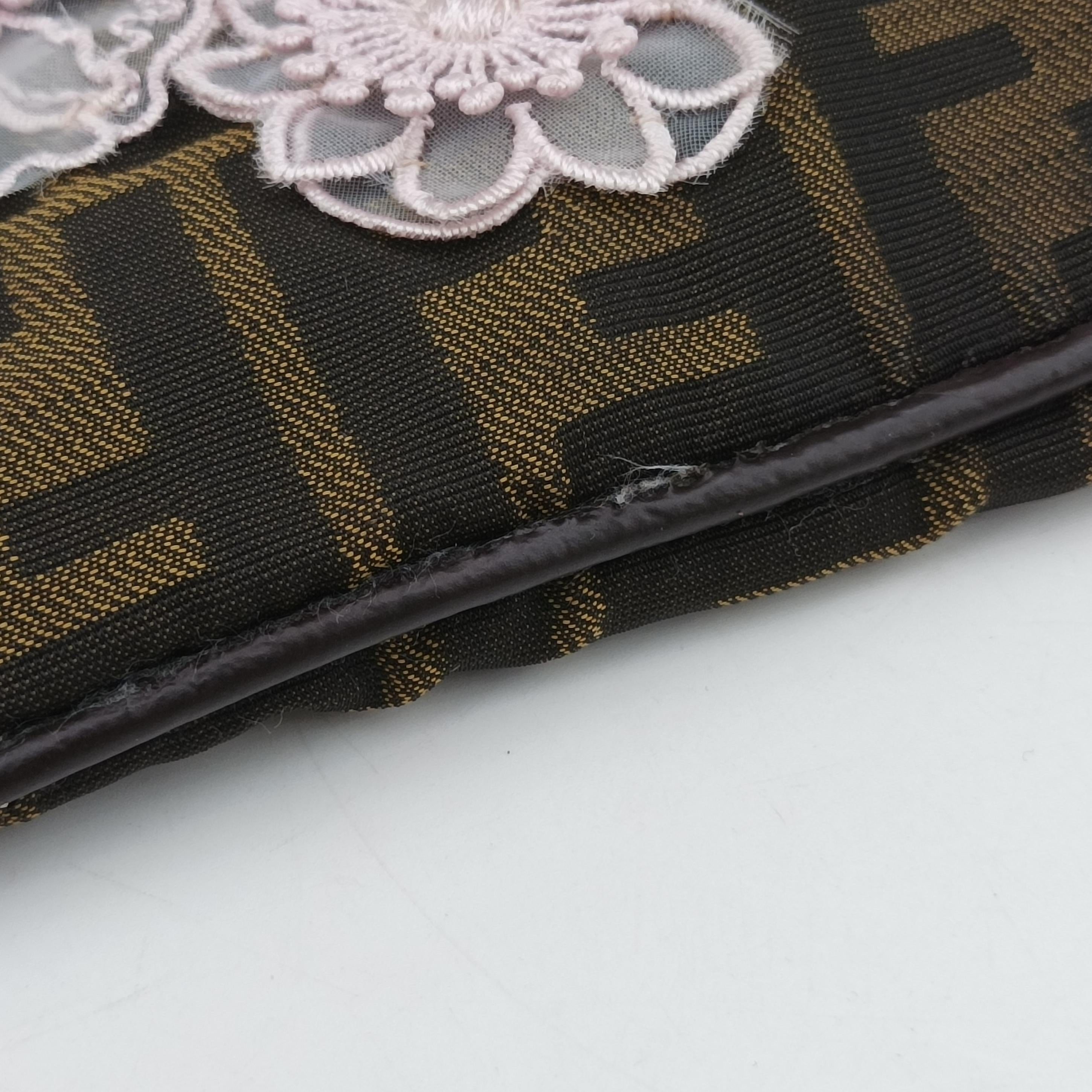 Pre-owned Fendi Zucca Mamma Baguette Brown Canvas x Leather 26685 shoulderbag | stylenewstar