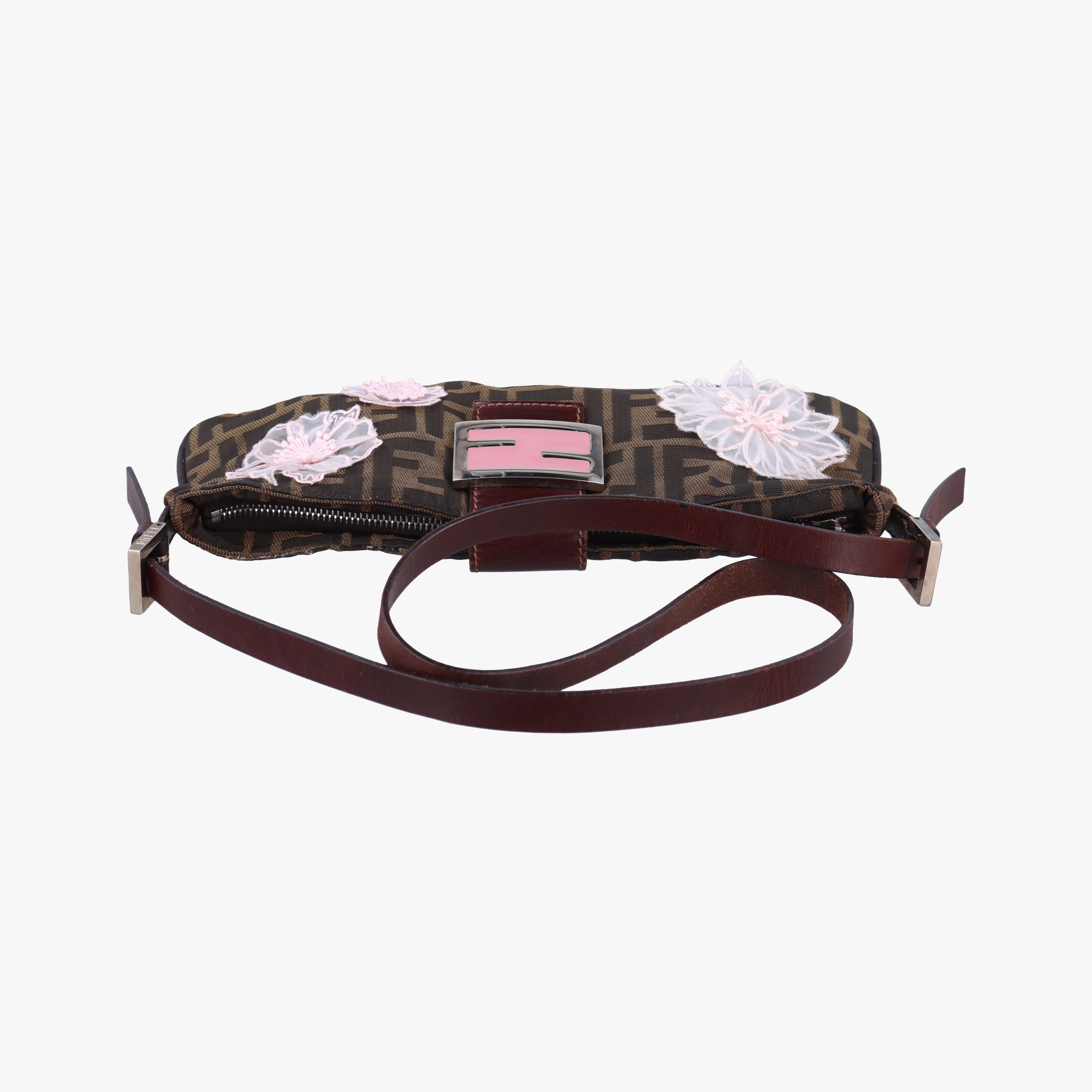 Pre-owned Fendi Zucca Mamma Baguette Brown Canvas x Leather 26685 shoulderbag | stylenewstar