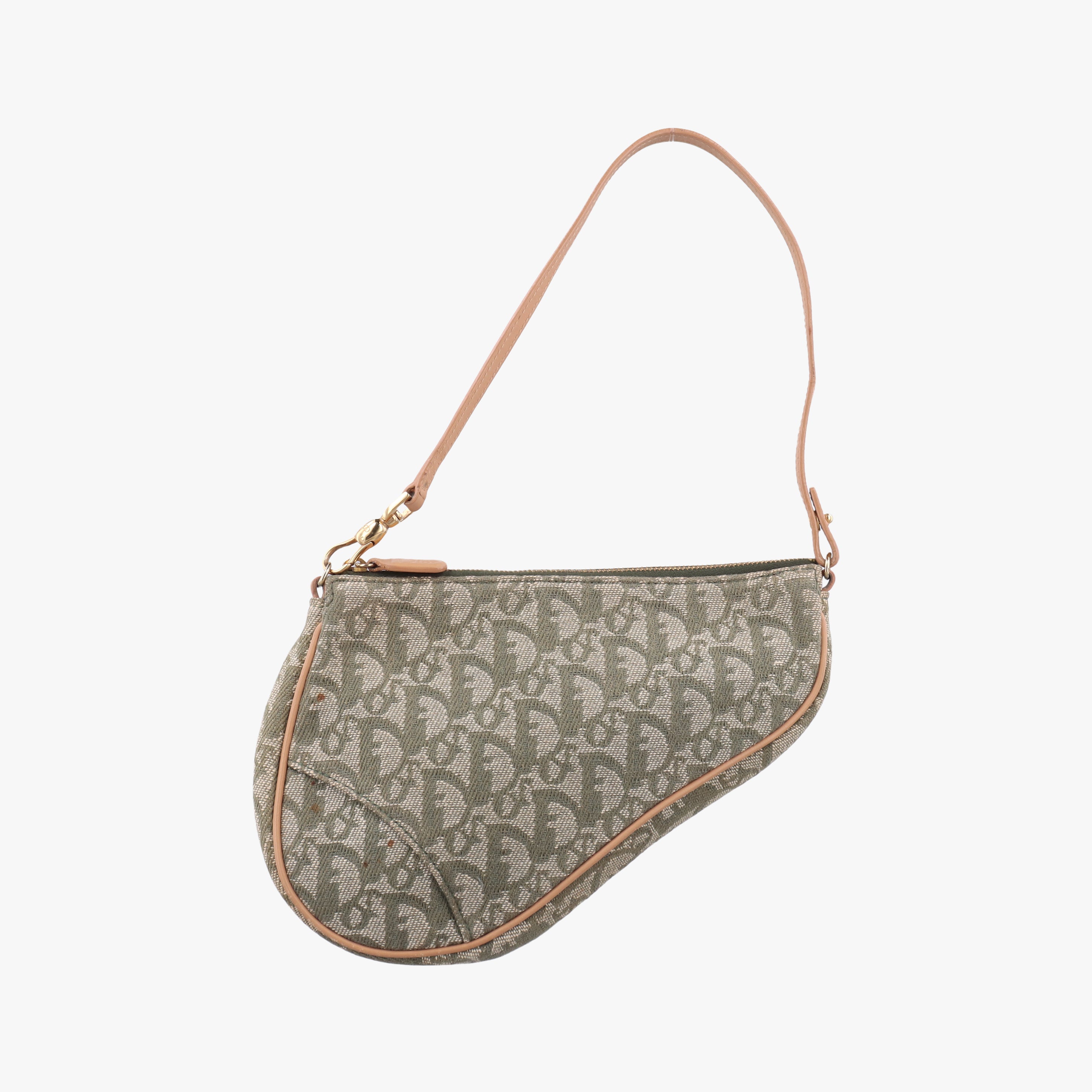 Vintage Christian Dior Saddle Green x Beige jacquard  shoulderbag | stylenewstar