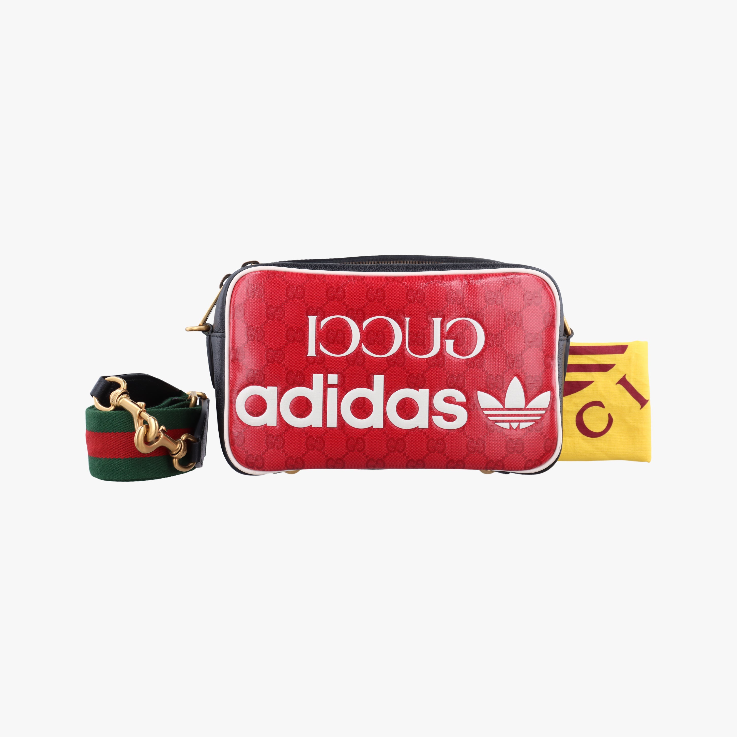Pre-owned Gucci Adidas collaboration Red x Black x White x Multicolor PVC coated canvas 702427 shoulderbag | stylenewstar