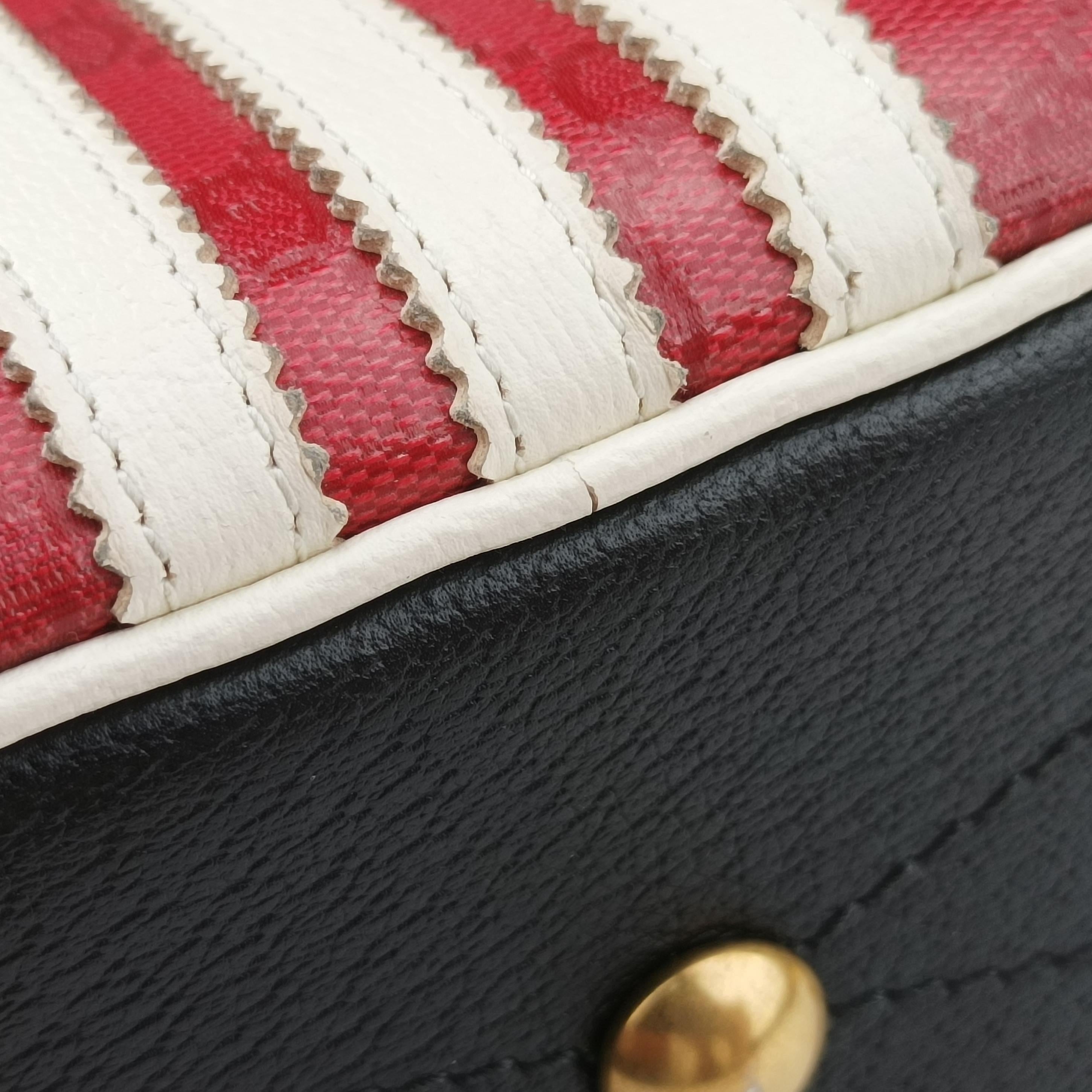 Pre-owned Gucci Adidas collaboration Red x Black x White x Multicolor PVC coated canvas 702427 shoulderbag | stylenewstar