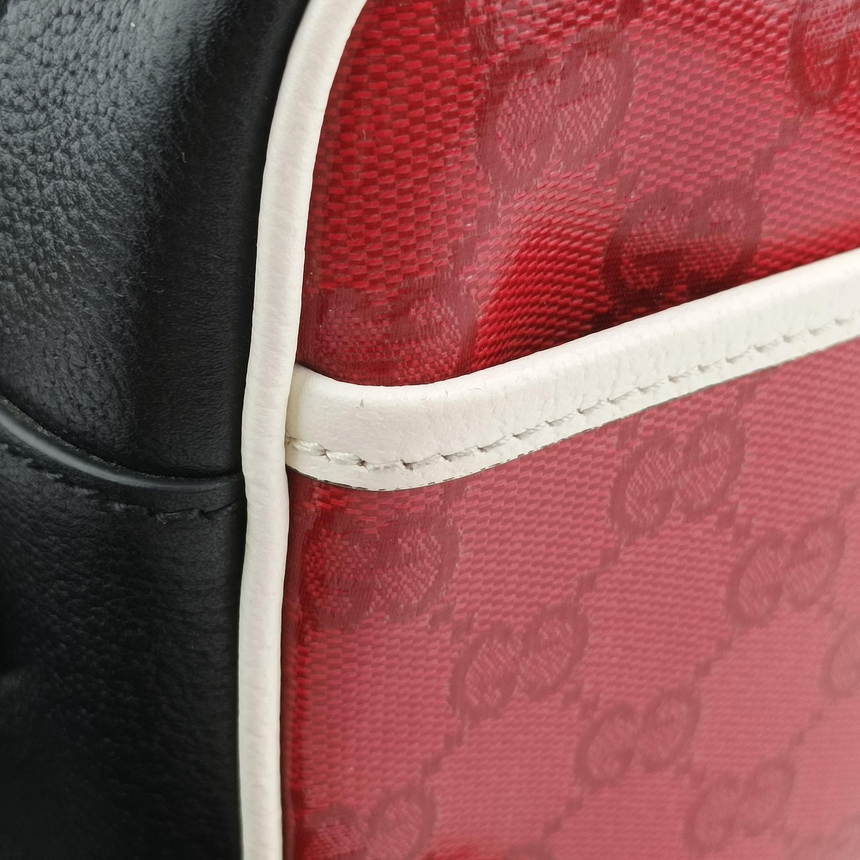 Pre-owned Gucci Adidas collaboration Red x Black x White x Multicolor PVC coated canvas 702427 shoulderbag | stylenewstar