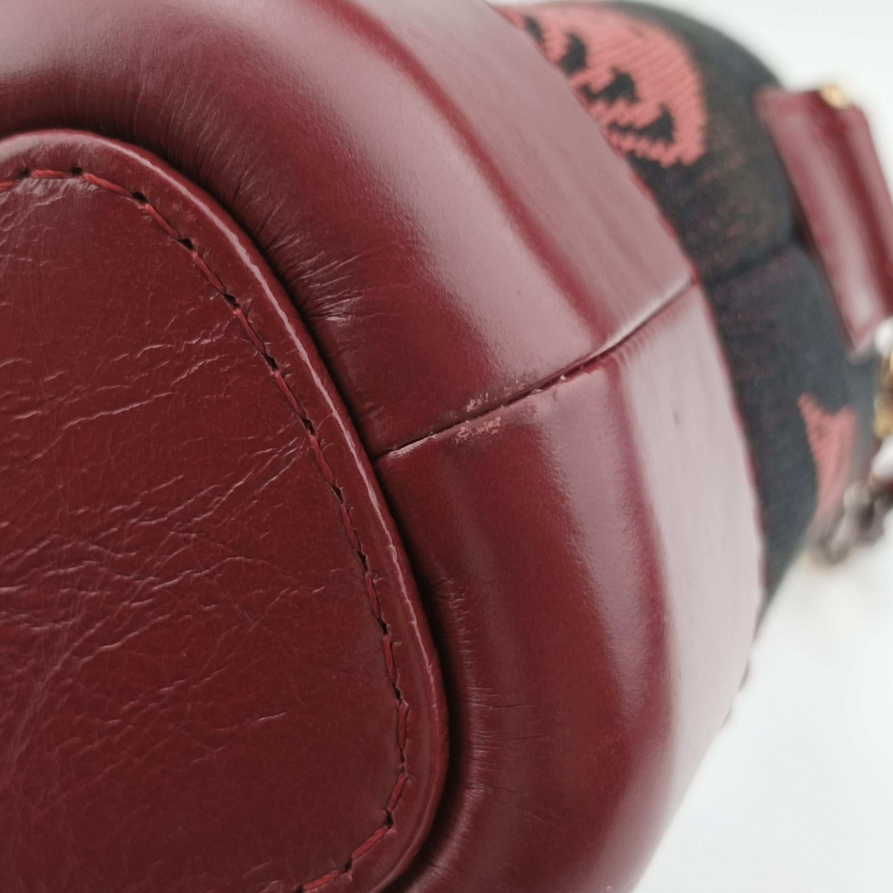 Pre-owned Chanel GABRIELLE print Red×black Fabric ×leather A91810 shoulderbag | stylenewstar