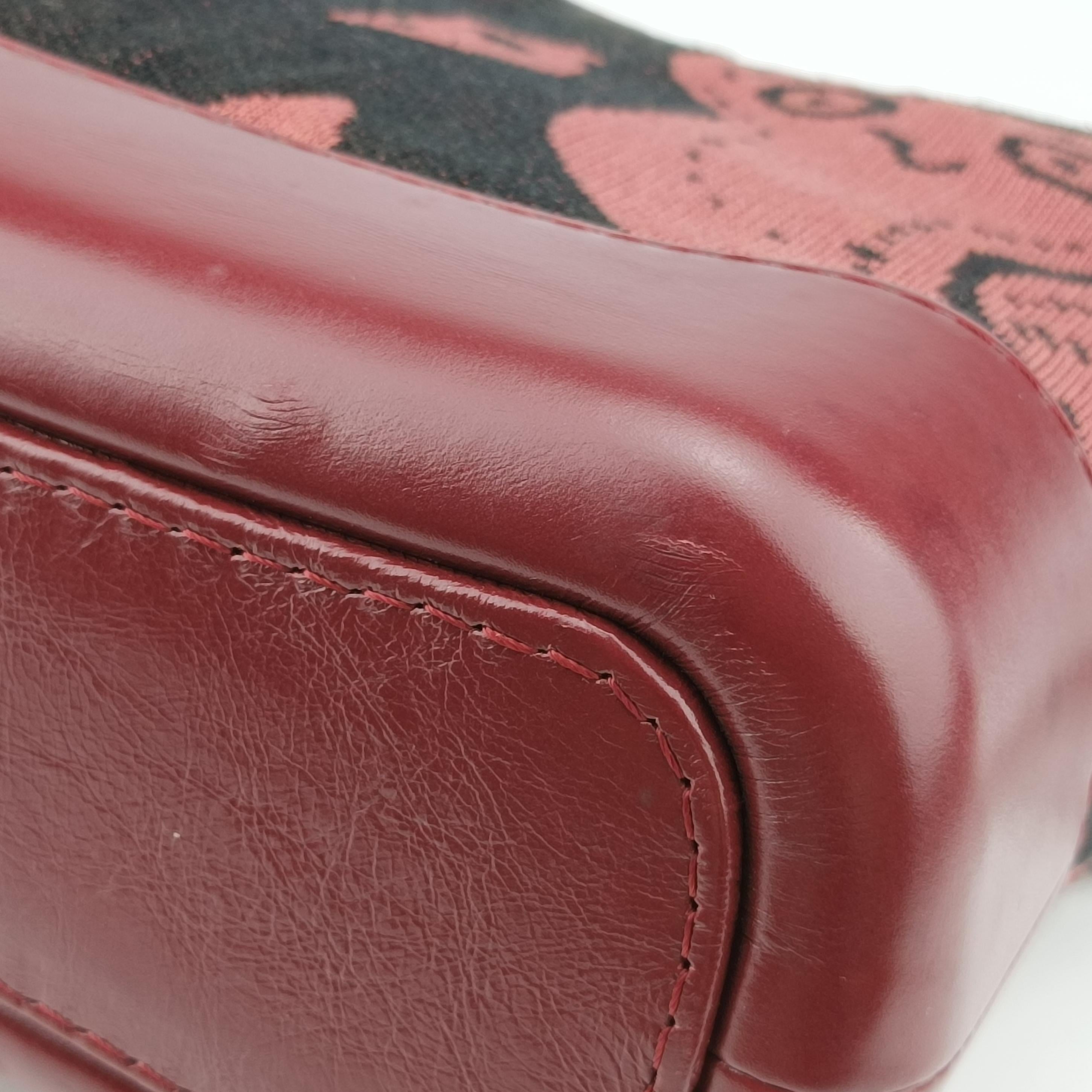 Pre-owned Chanel GABRIELLE print Red×black Fabric ×leather A91810 shoulderbag | stylenewstar