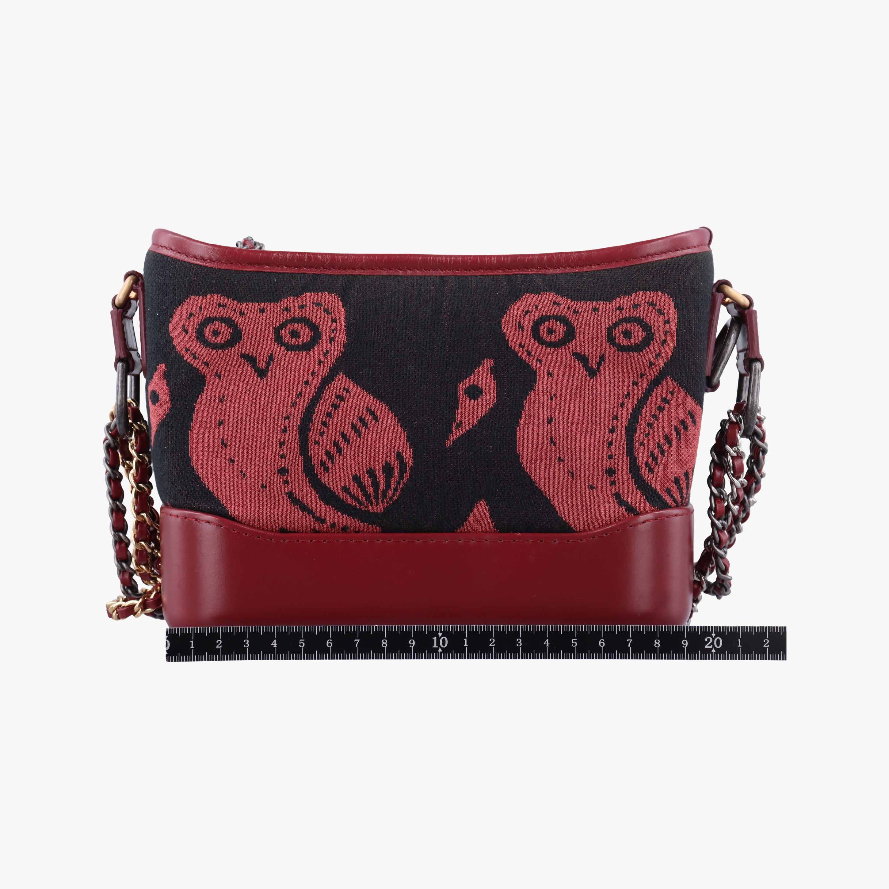 Pre-owned Chanel GABRIELLE print Red×black Fabric ×leather A91810 shoulderbag | stylenewstar