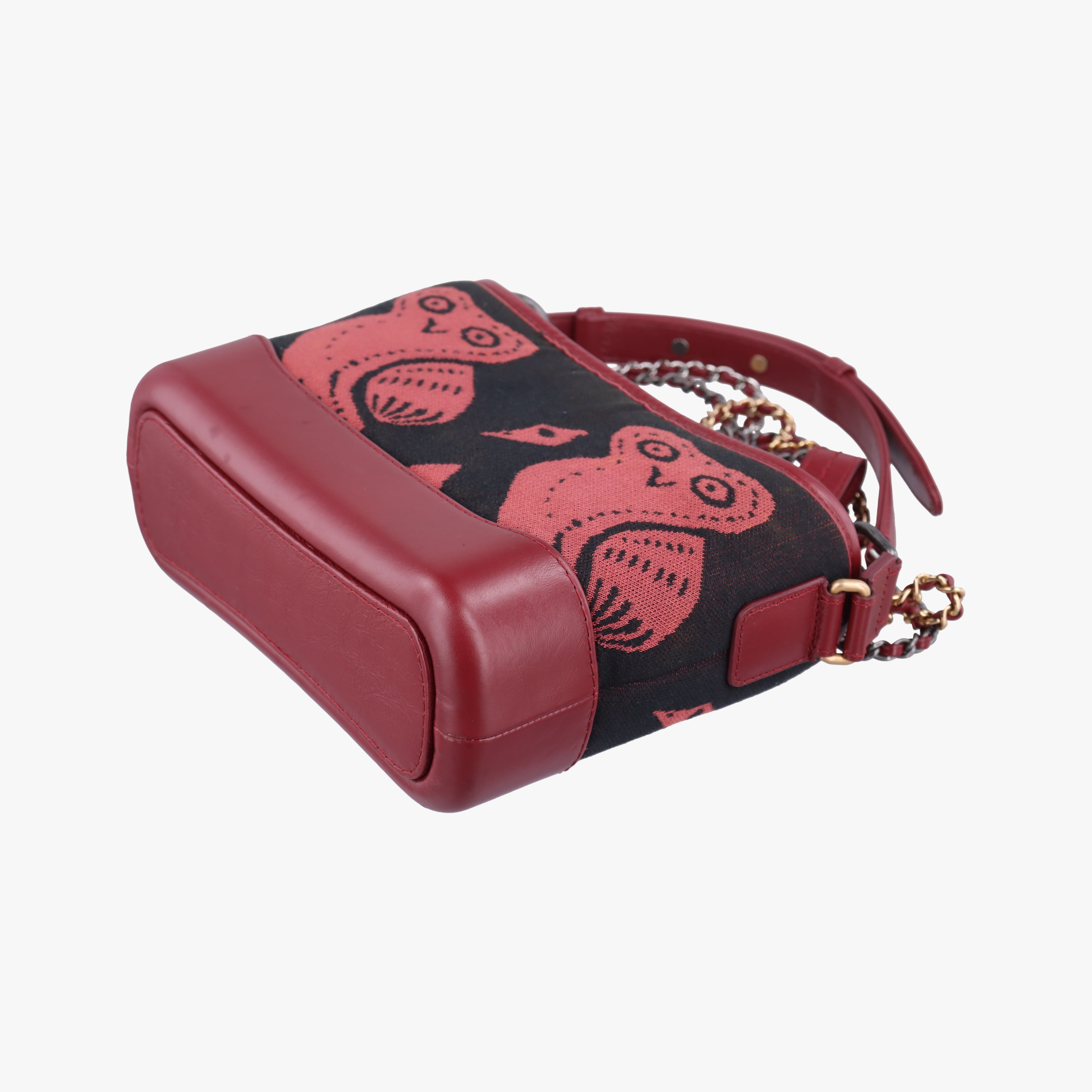 Pre-owned Chanel GABRIELLE print Red×black Fabric ×leather A91810 shoulderbag | stylenewstar