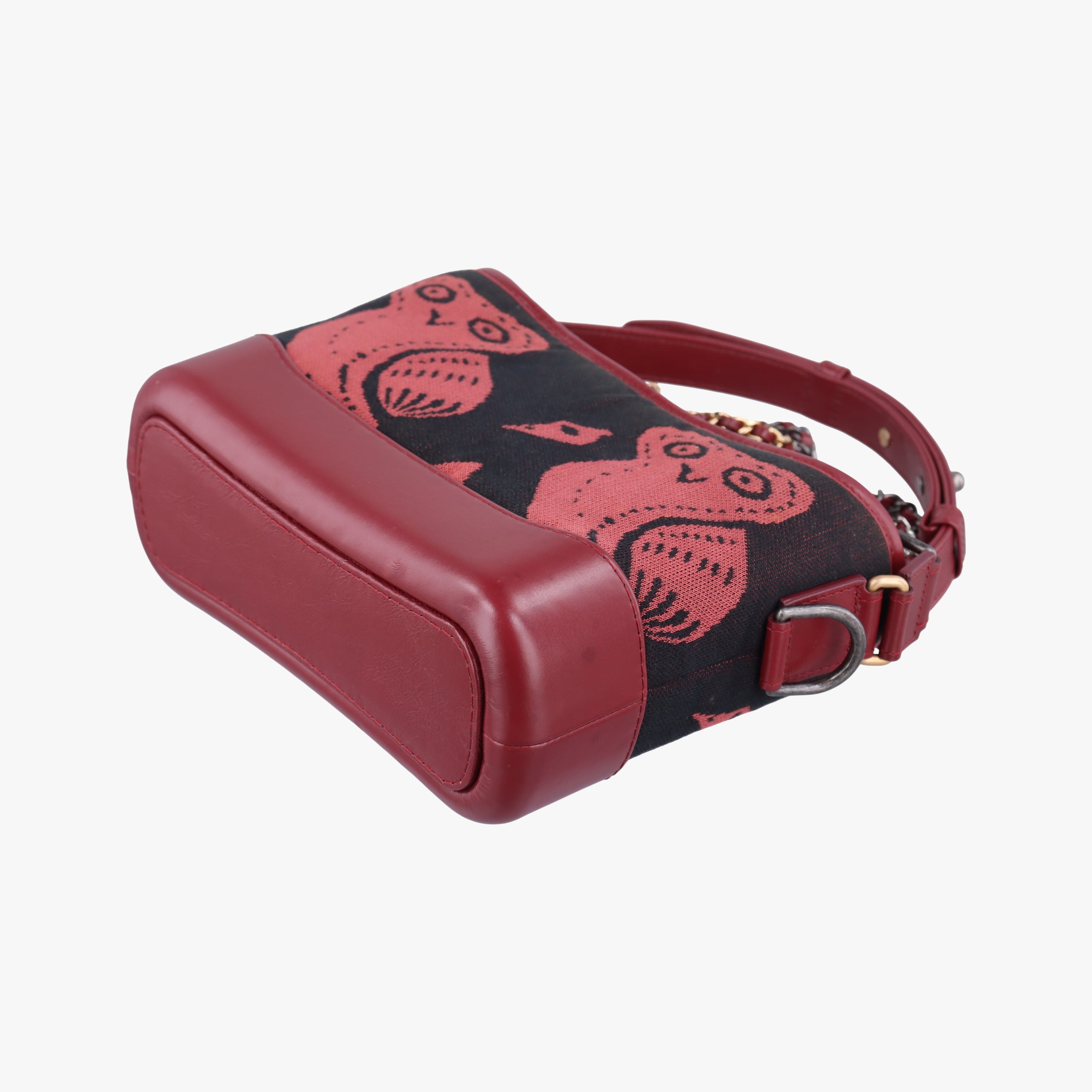 Pre-owned Chanel GABRIELLE print Red×black Fabric ×leather A91810 shoulderbag | stylenewstar