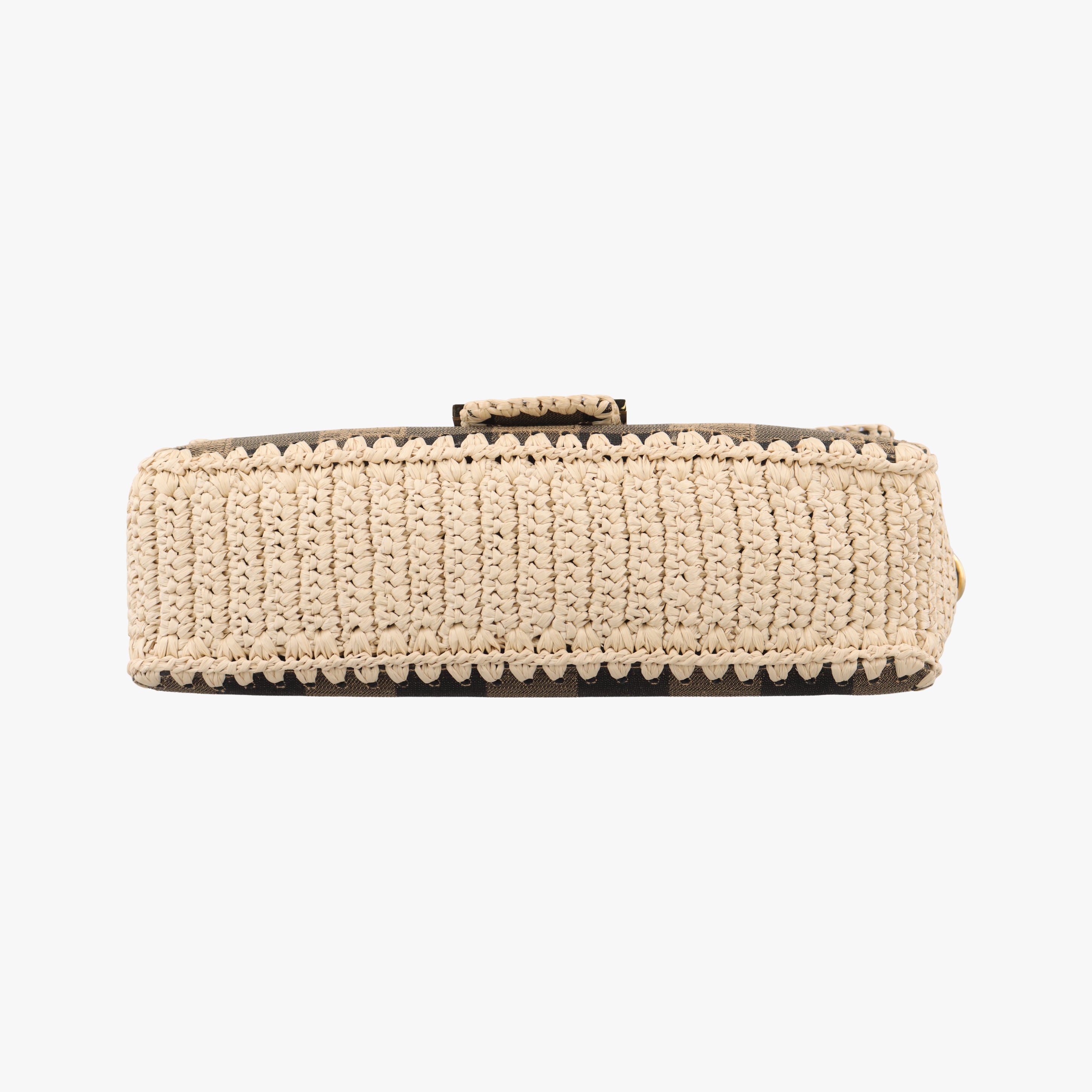 Pre-owned Fendi BAGUETTE Beige×Multicolour Canvas×Straw 8BR600 shoulderbag | stylenewstar