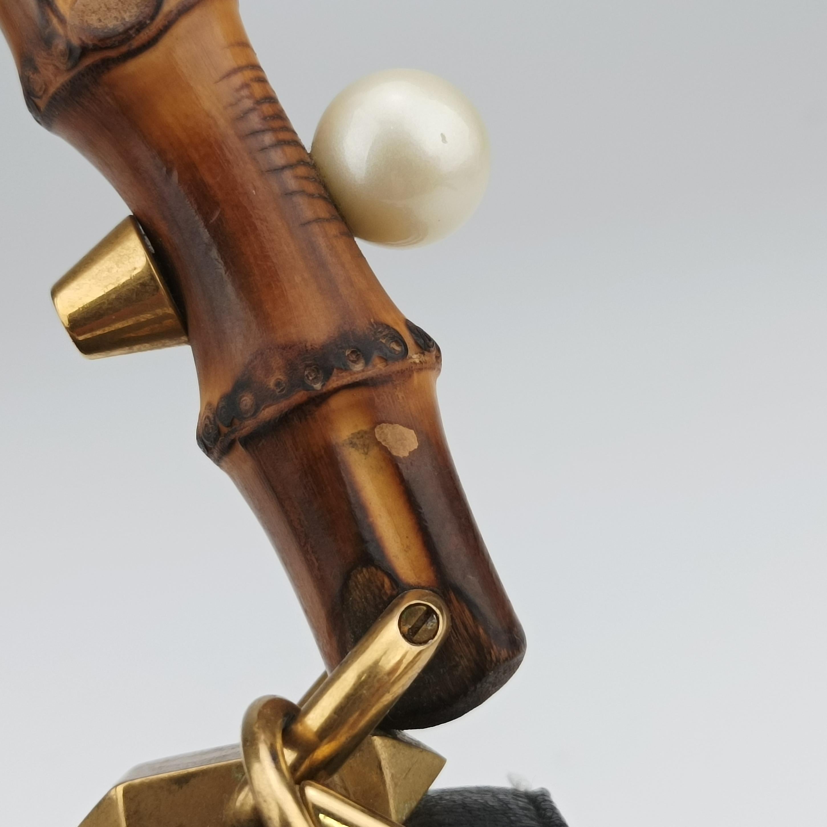 Vintage Gucci Mini Fox Brooch Bamboo Beige×Multicolour PVC coated canvas×Leather 466428 shoulderbag | stylenewstar