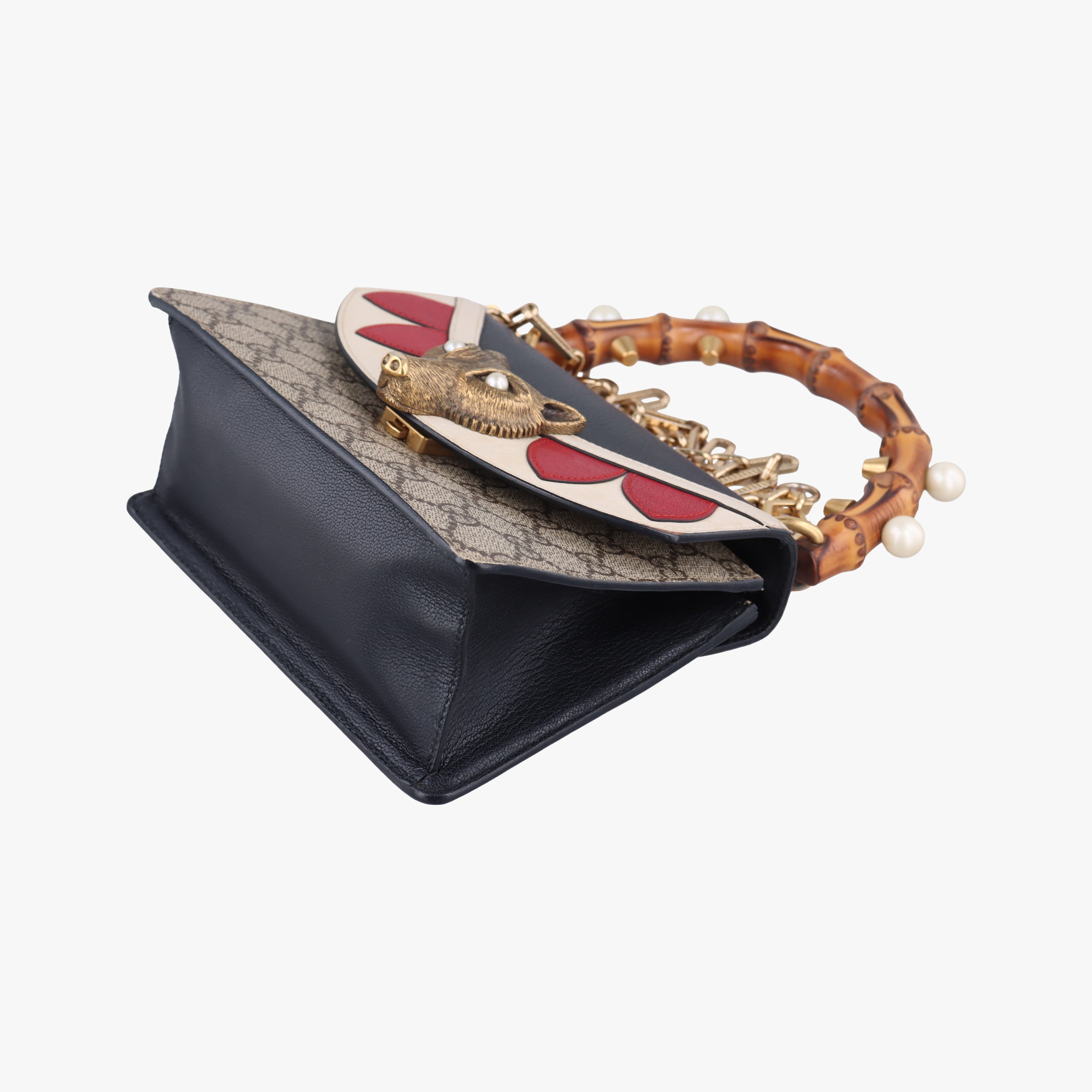 Vintage Gucci Mini Fox Brooch Bamboo Beige×Multicolour PVC coated canvas×Leather 466428 shoulderbag | stylenewstar