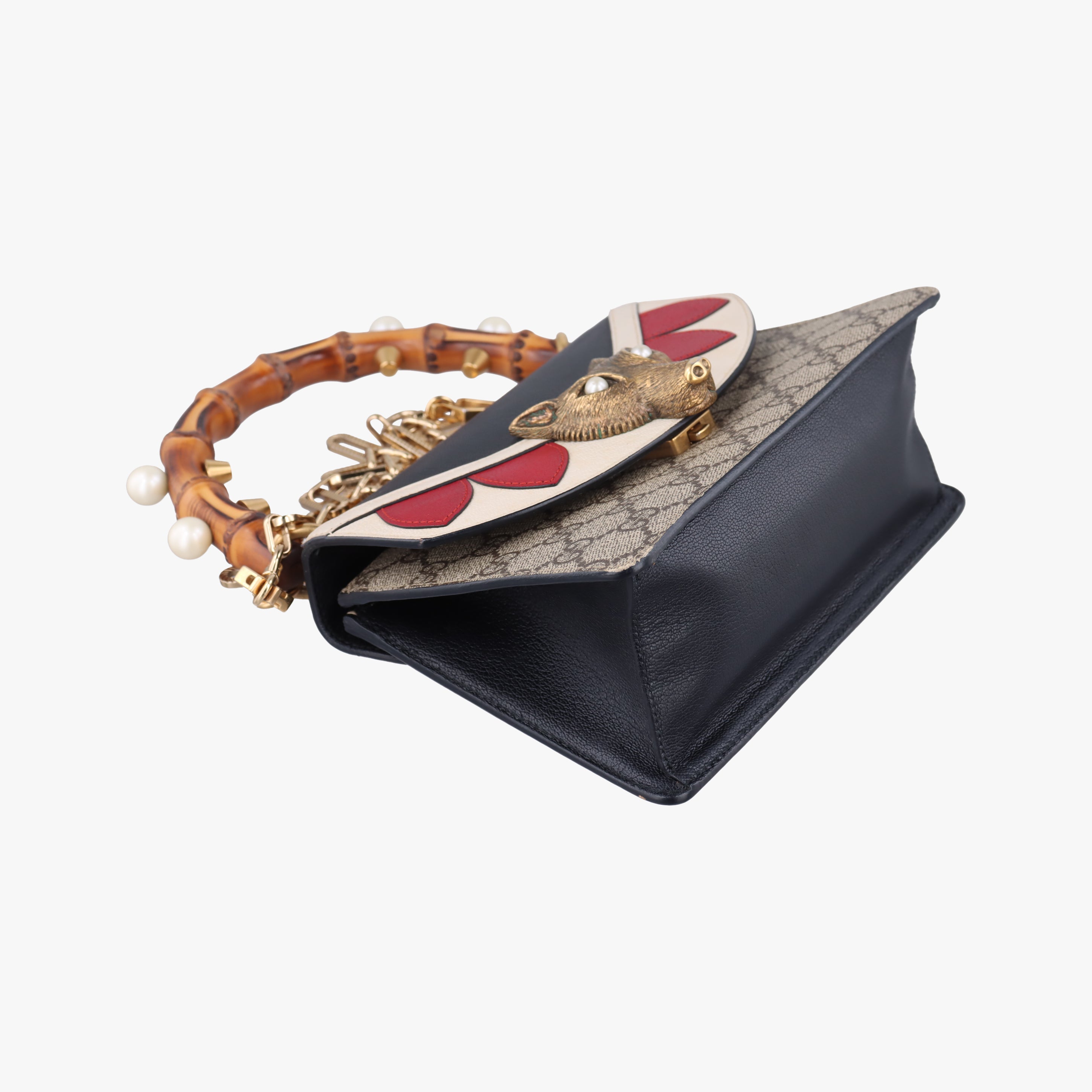 Vintage Gucci Mini Fox Brooch Bamboo Beige×Multicolour PVC coated canvas×Leather 466428 shoulderbag | stylenewstar