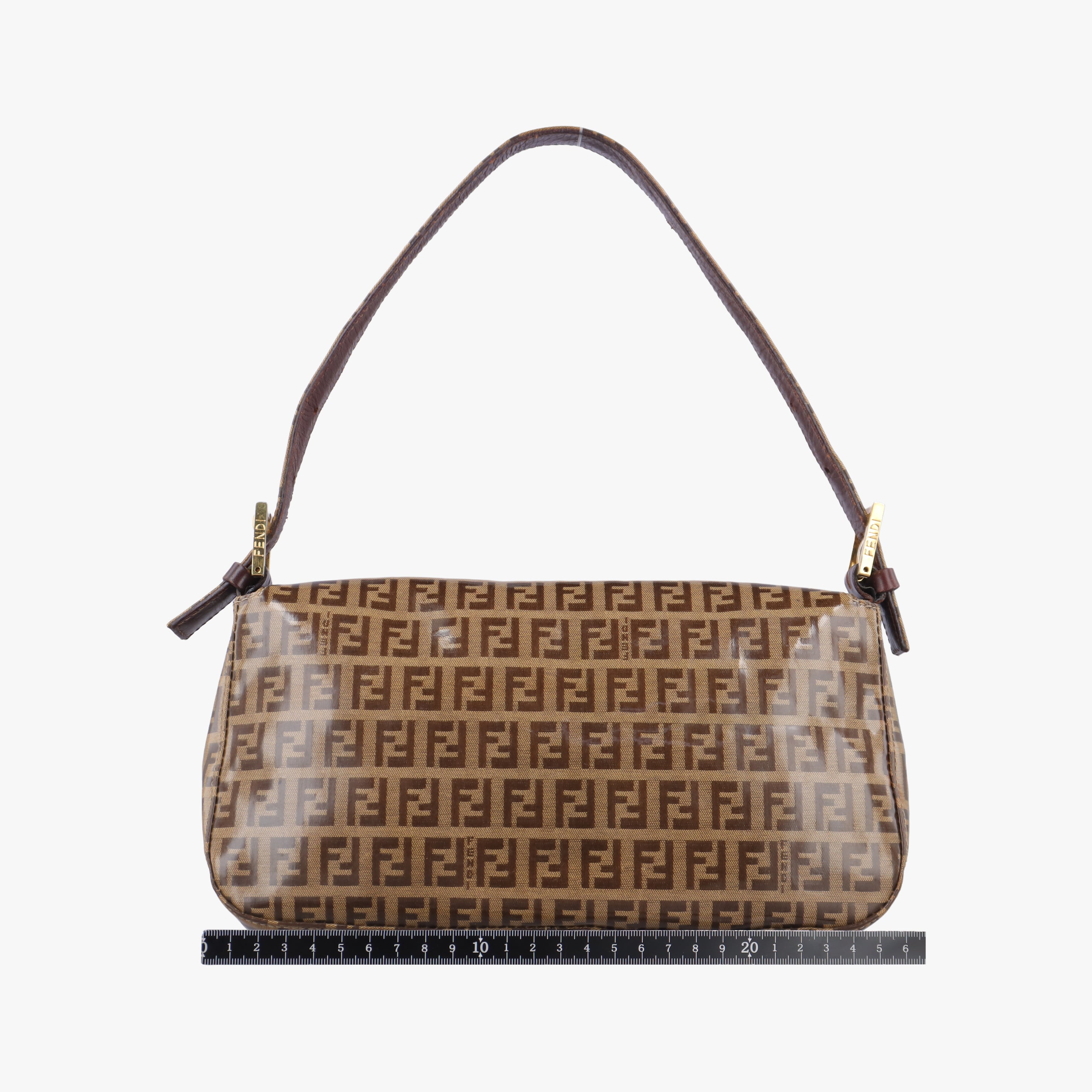 Pre-owned Fendi Mamma Baguette Brown Patent Leather 33492 shoulderbag | stylenewstar