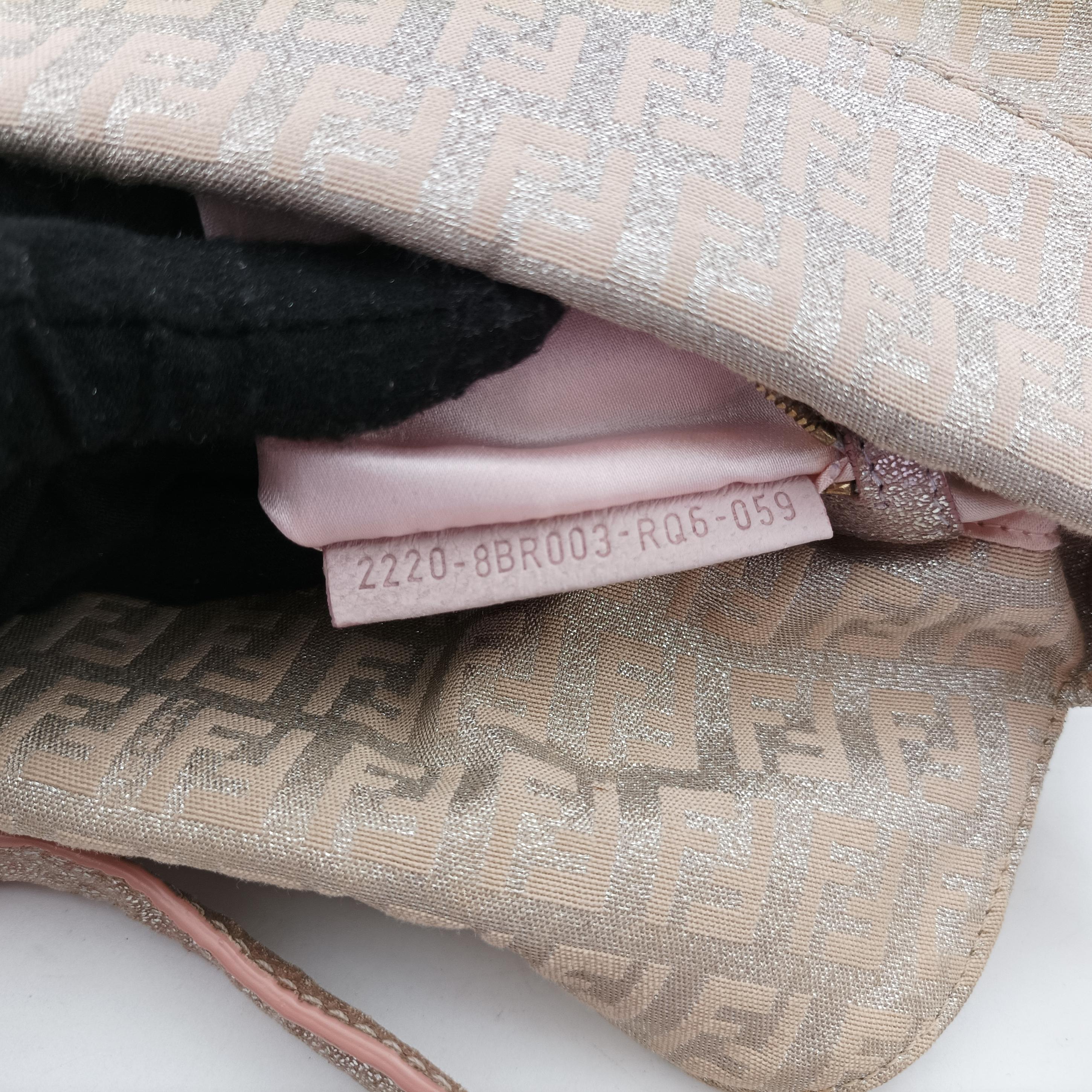 Pre-owned Fendi Mamma Baguette Pink×beige Canvas 8BR003 shoulderbag | stylenewstar