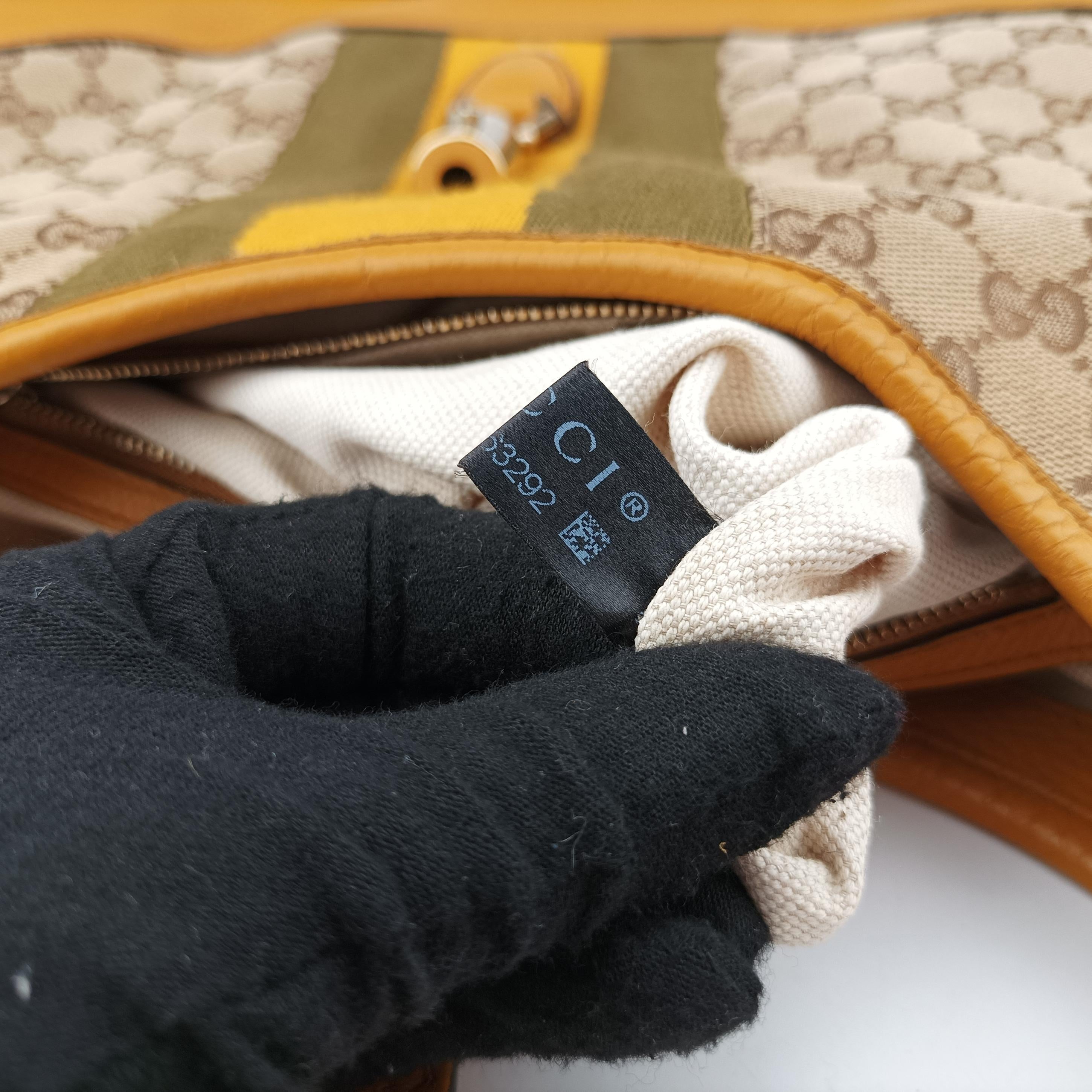 Pre-owned Gucci Jackie Flora Hobo beige×orange fabric×Leather 277520 shoulderbag | stylenewstar