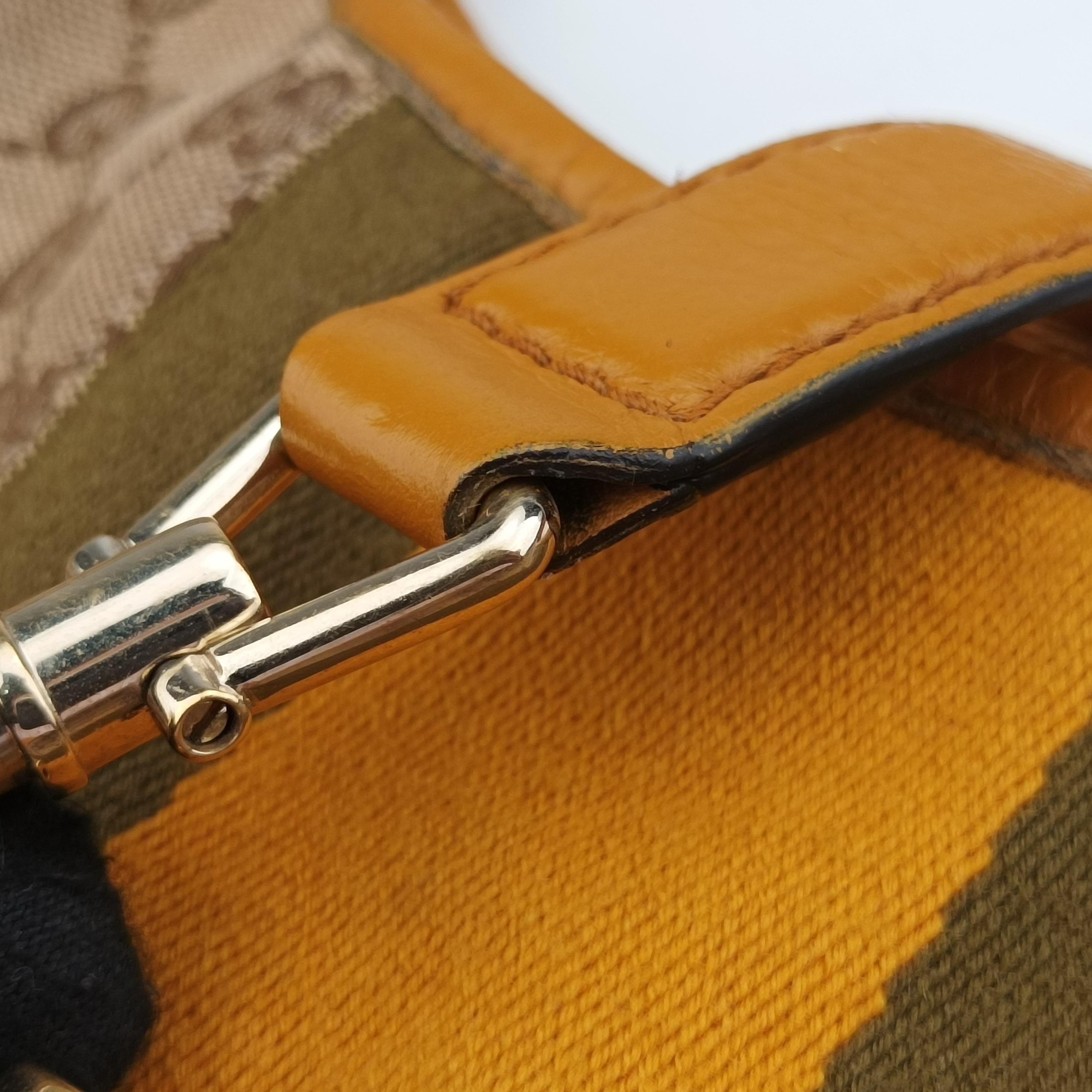 Pre-owned Gucci Jackie Flora Hobo beige×orange fabric×Leather 277520 shoulderbag | stylenewstar