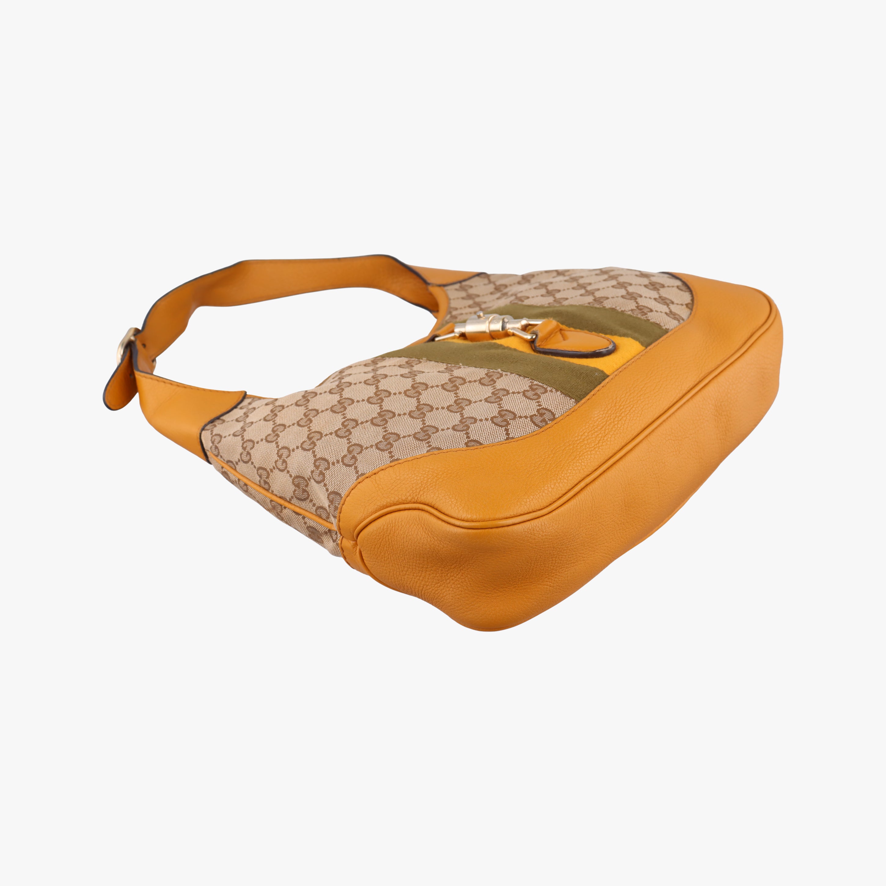 Pre-owned Gucci Jackie Flora Hobo beige×orange fabric×Leather 277520 shoulderbag | stylenewstar